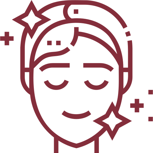 Line drawing of a woman with her hair wrapped in a towel, surrounded by sparkles indicating cleanliness or freshness.