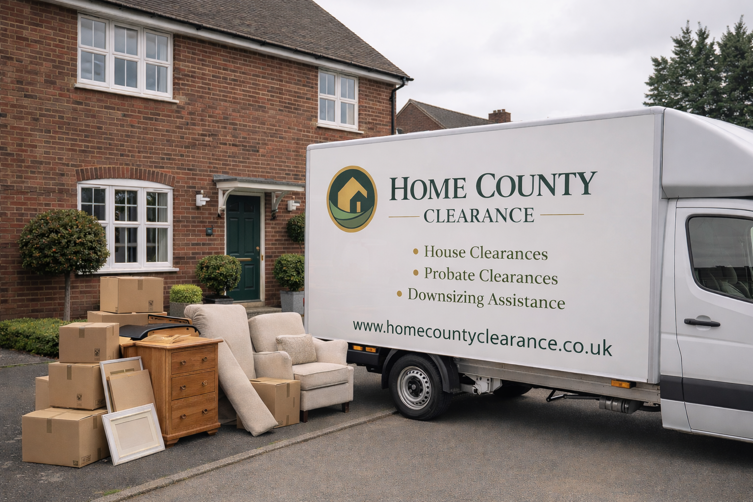 home county clearance removal van, clearing a property in Hampshire for a probate house clearance