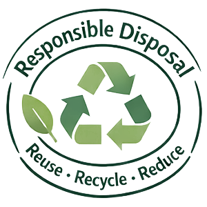 Responsible disposal badge for ethical house clearance, reuse, recycling and waste reduction services