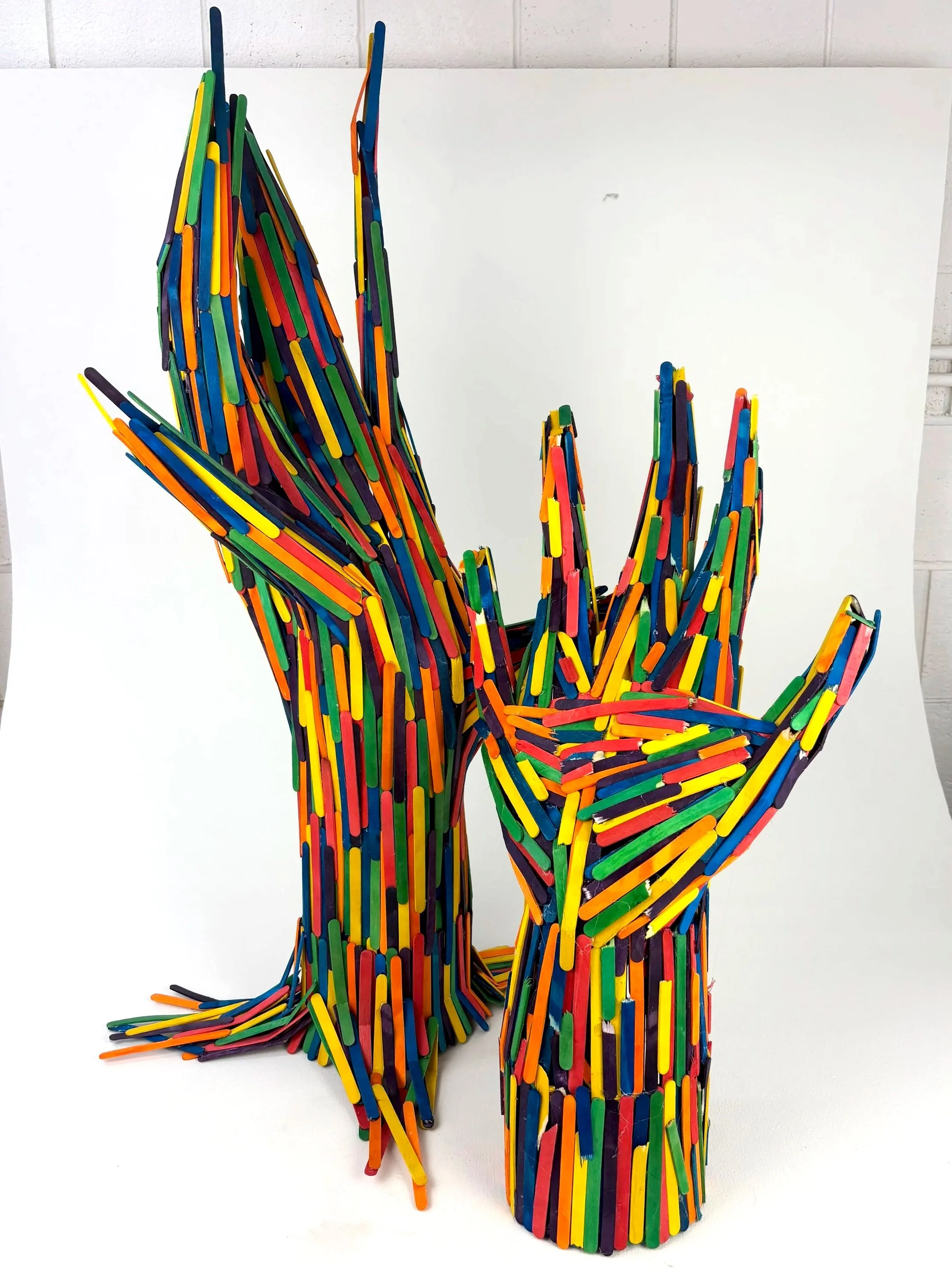 Tree+Hand Sculpture-Popsicle sticks