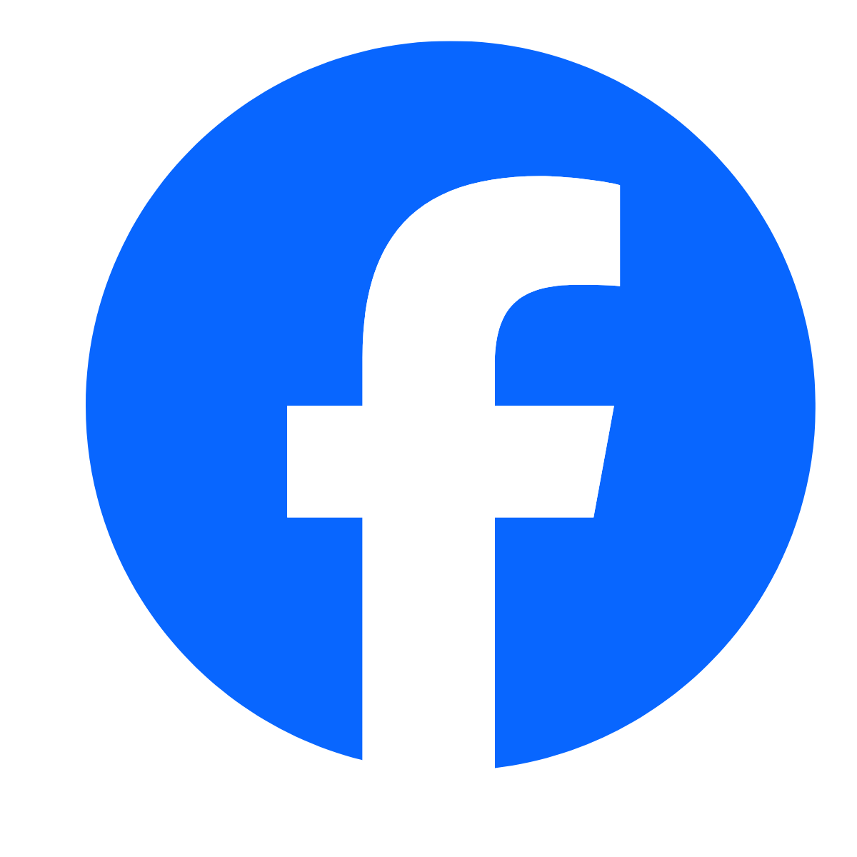 Facebook logo with white 'f' on a blue circular background.