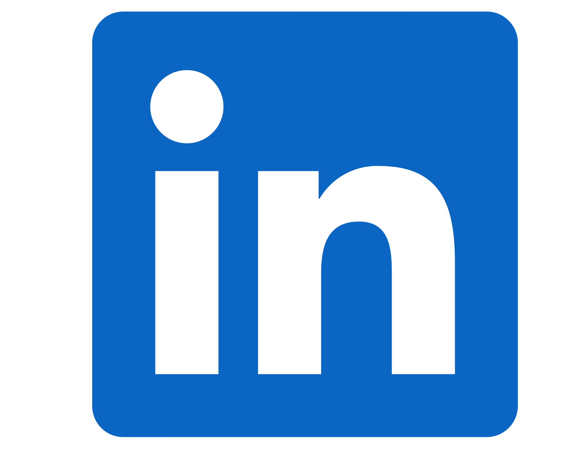 LinkedIn logo, blue square with rounded corners, white lowercase letters 'in'
