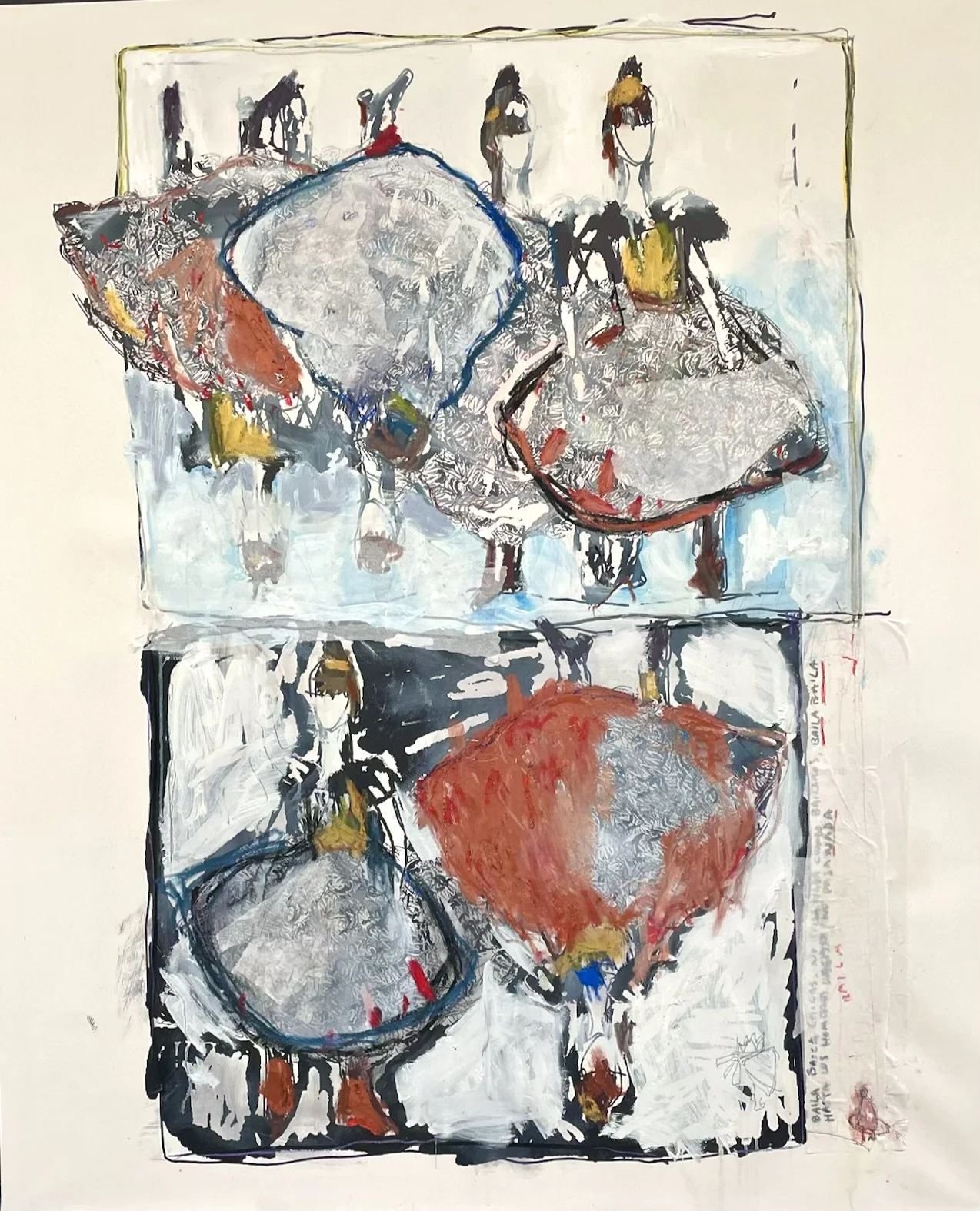 Baila, baila, no pasa nada cuando bailas -- oil & mixed on canvas -- 100*80
