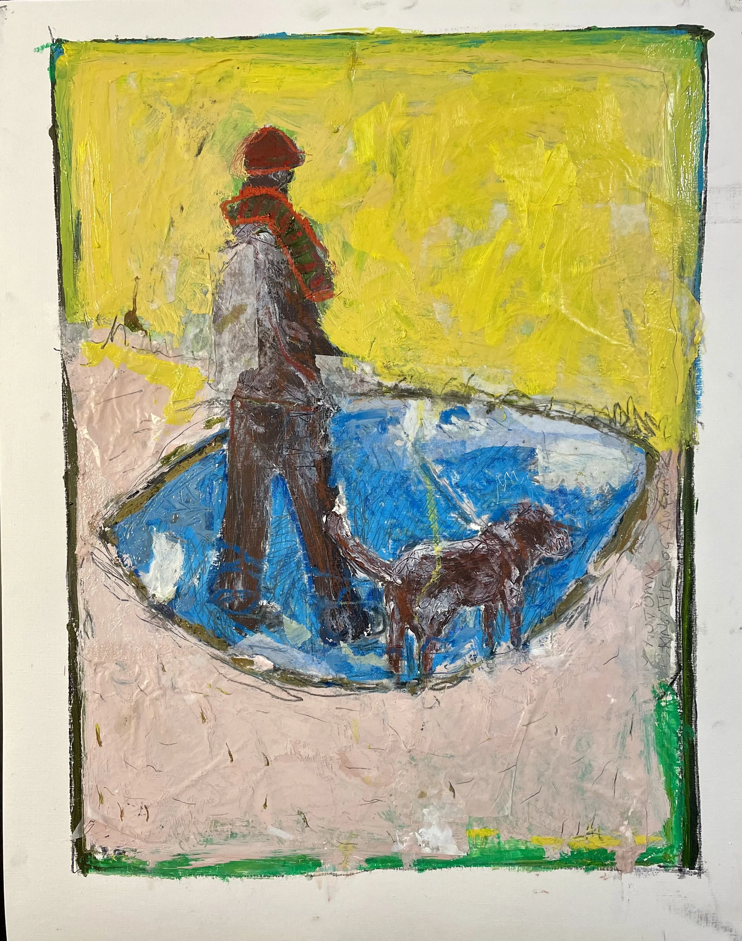 Morning walk Spring -- Oil & mixed on canvas paper -- 70*50