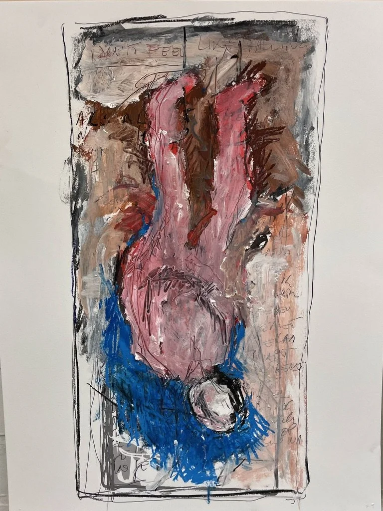 I don't feel like falling - series 3 -- Oil & mixed on paper -- 70*45