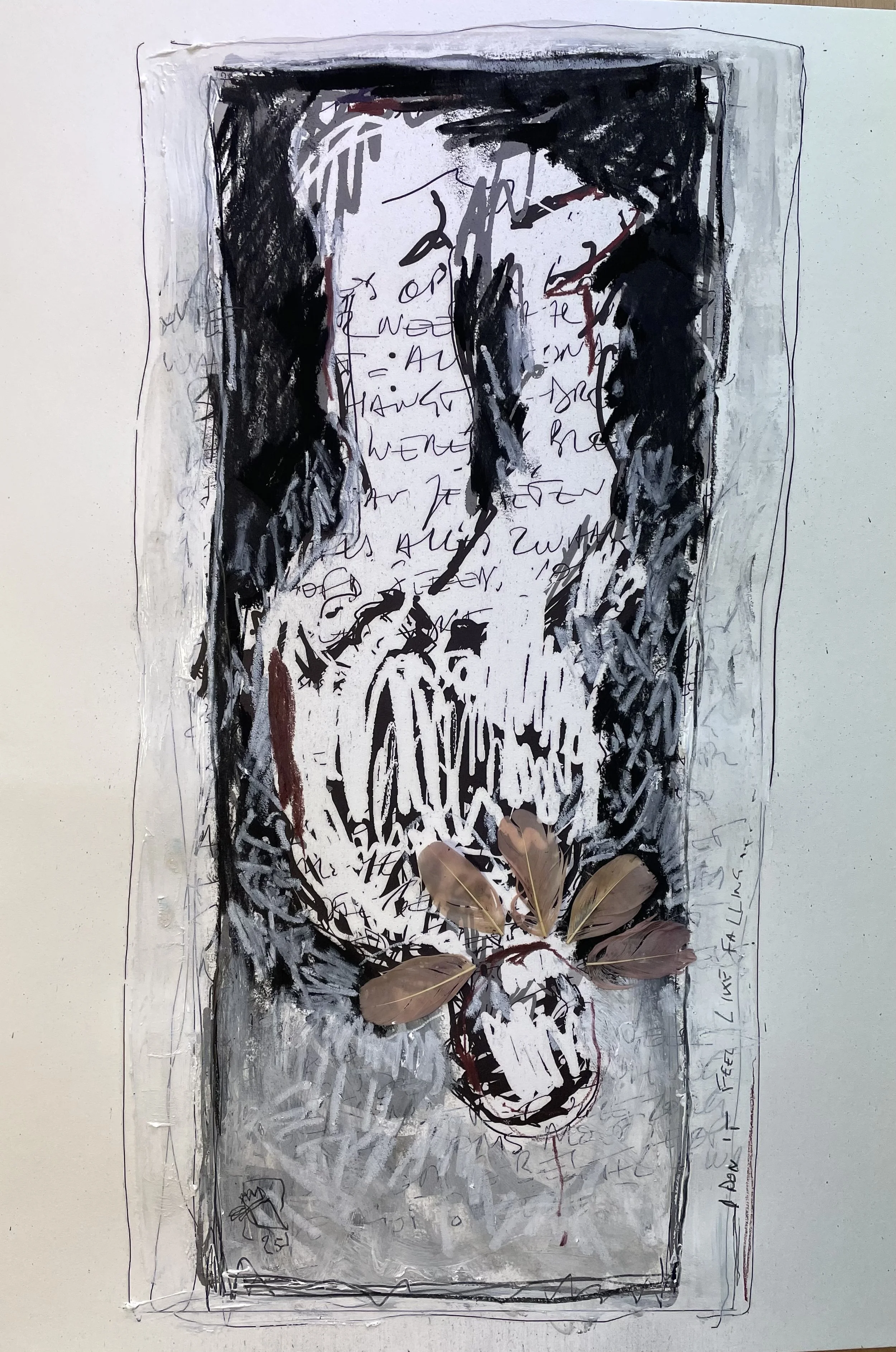 I don't feel like falling - series 2 -- Oil & mixed on paper -- 70*45