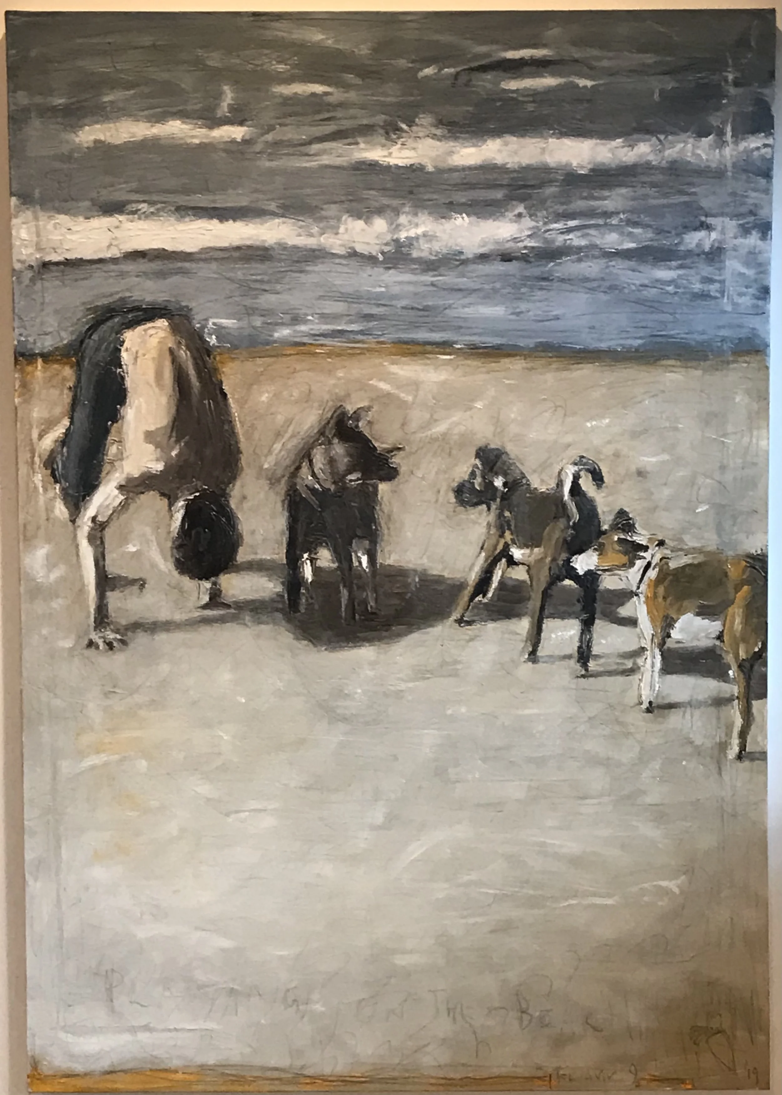 Playing on the beach - oil on canvas 100*70