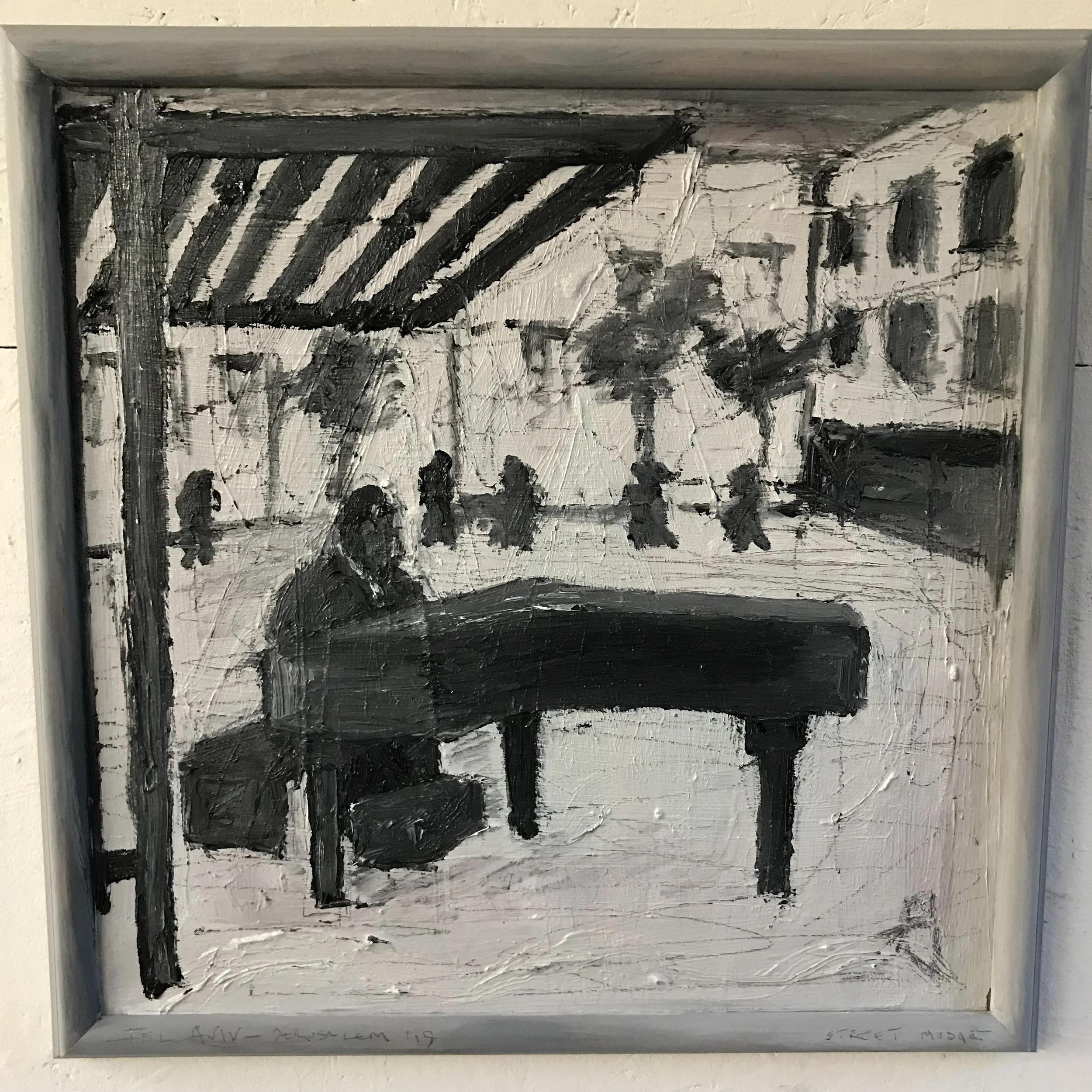 Street piano - oil sketch on canvas 30*30