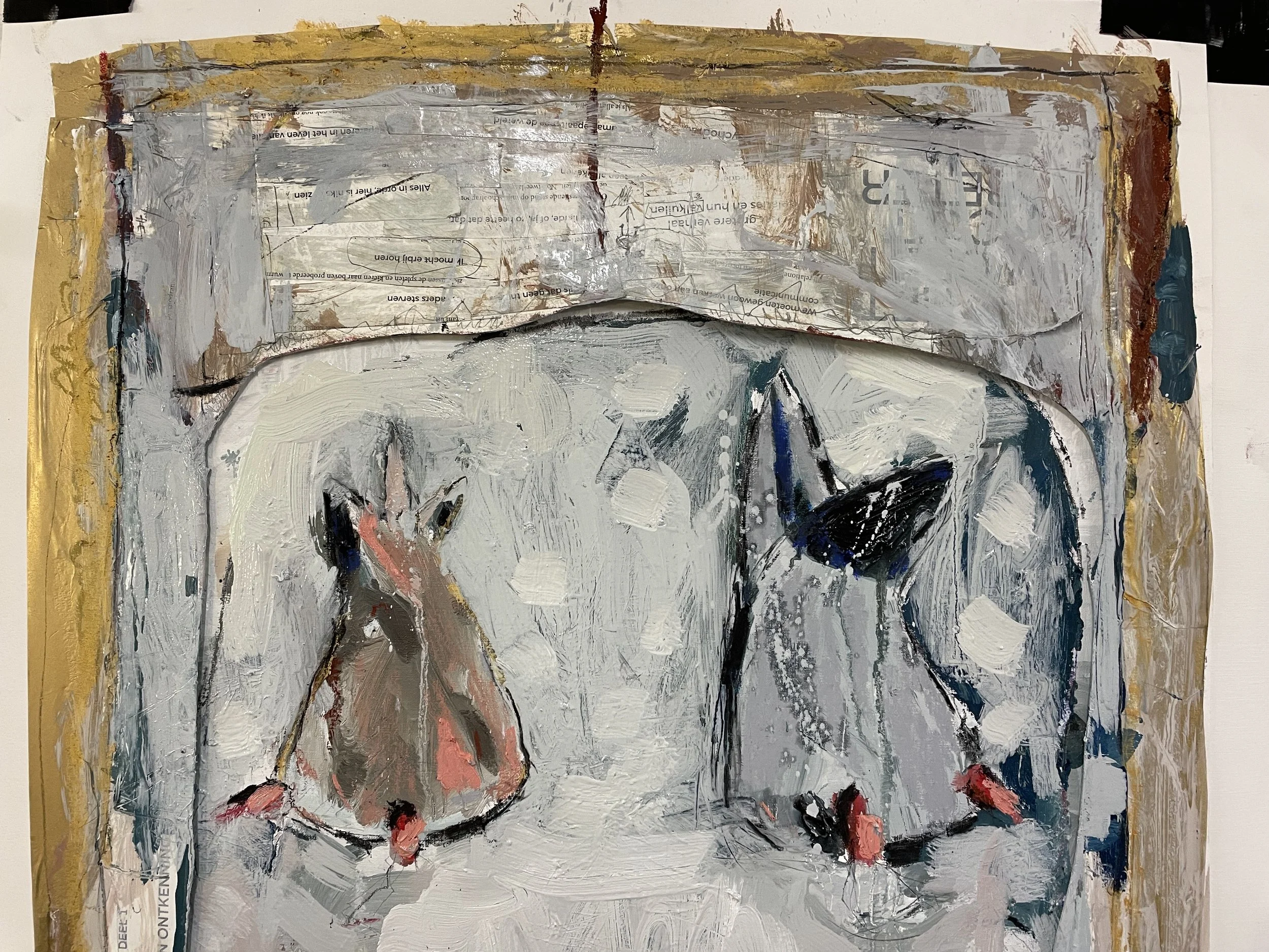 The couple (detail) -- Oil & mixed on canvas paper -- 60*45