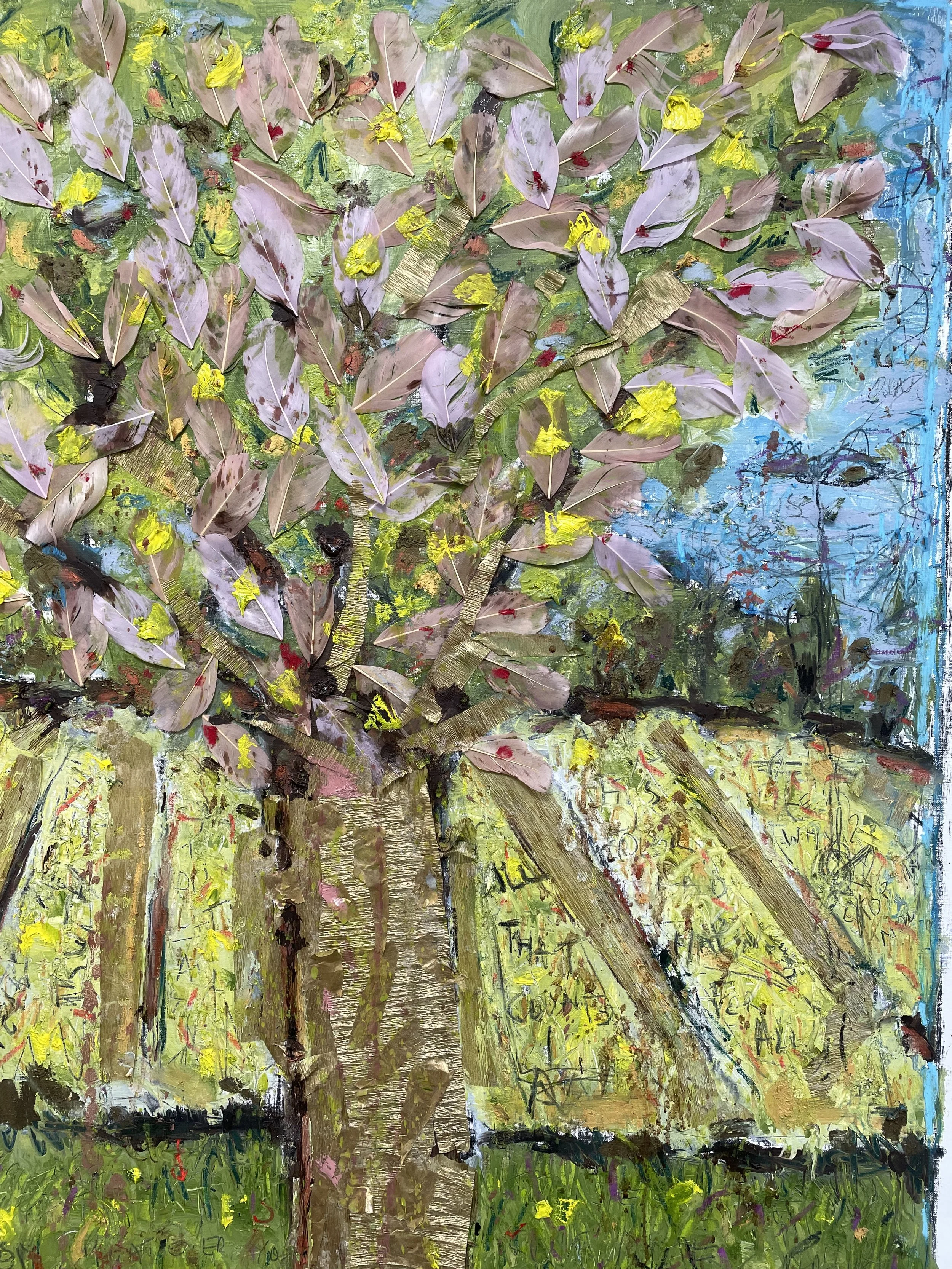 Easter tree, some with wishes you can't see (detail)  - oil & mixed on paper - 90*60