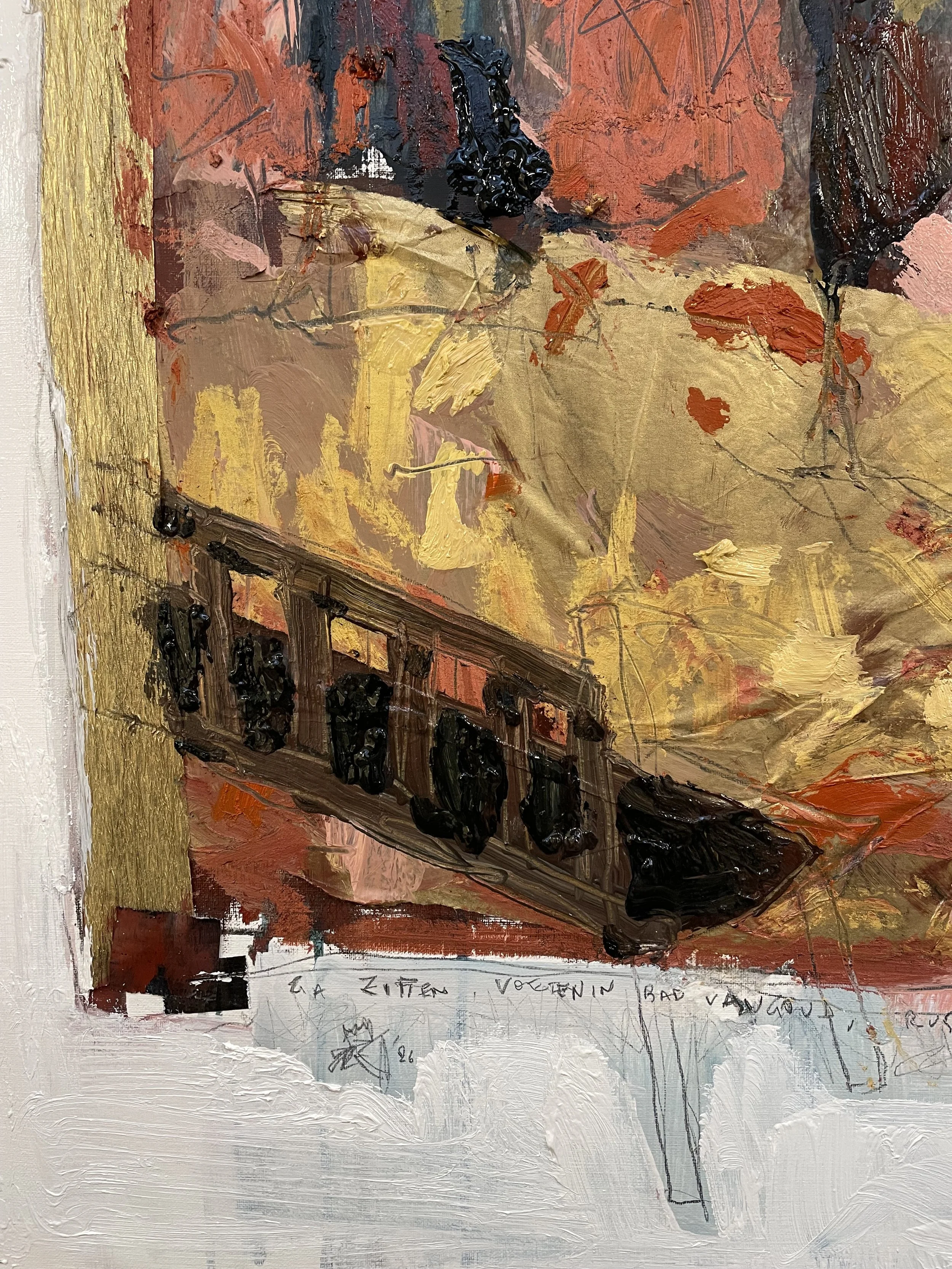 The bench..(detail). oil & mixed on canvas paper -- 80*80