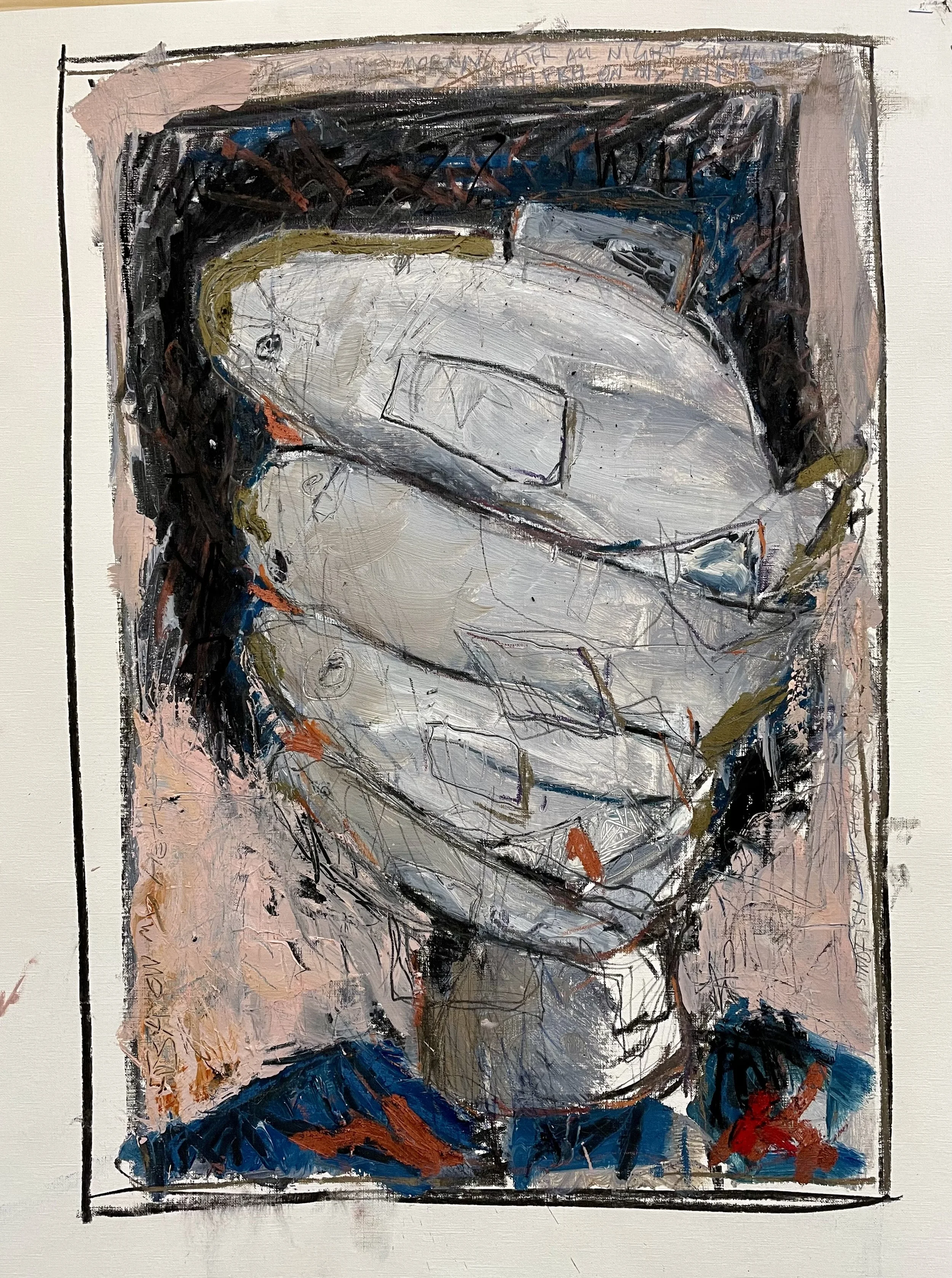 Fish head -- Oil & mixed on canvas paper -- 70*50