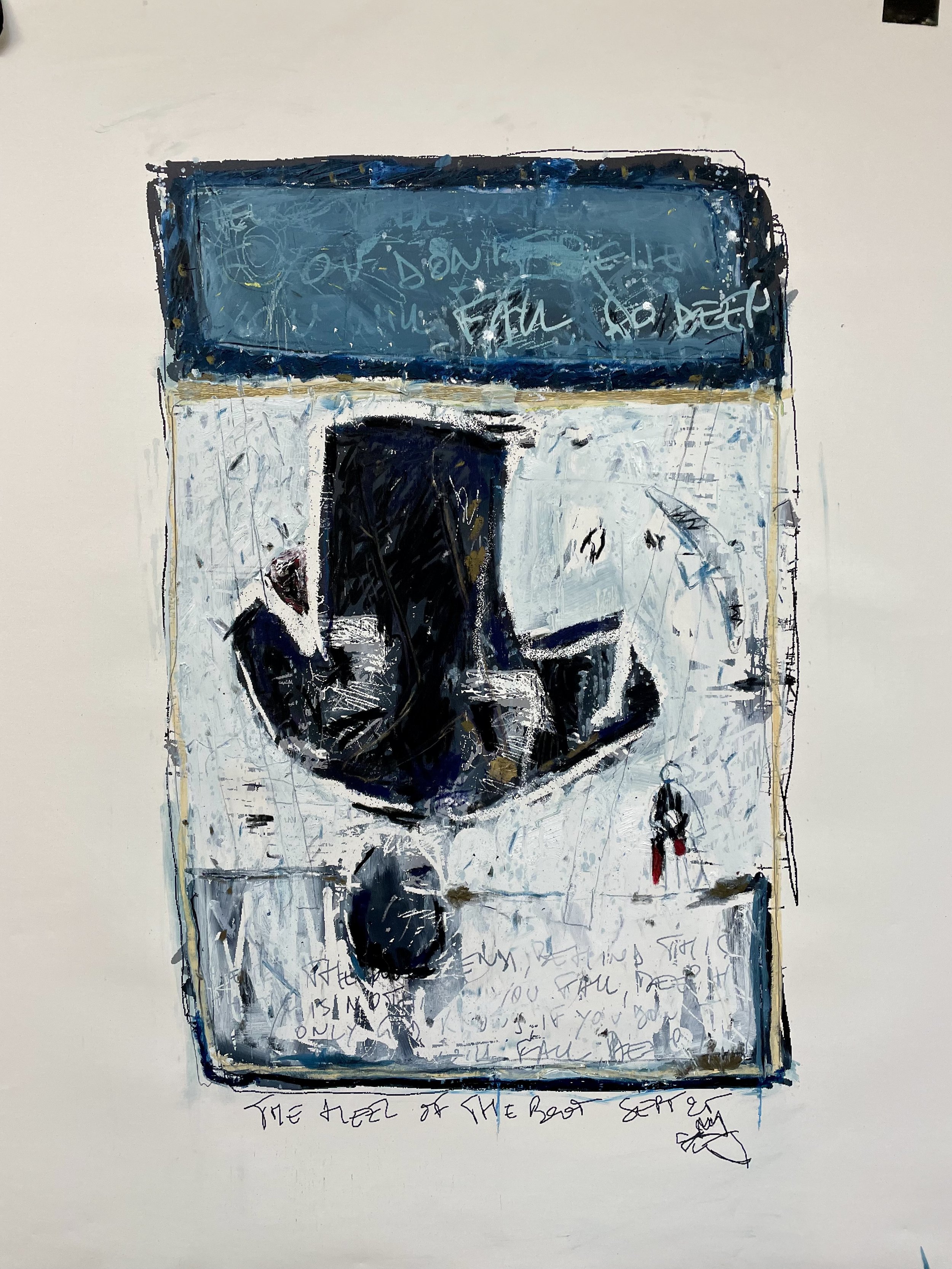 The heel of the boot -- Oil & mixed on canvas paper -- 85*45