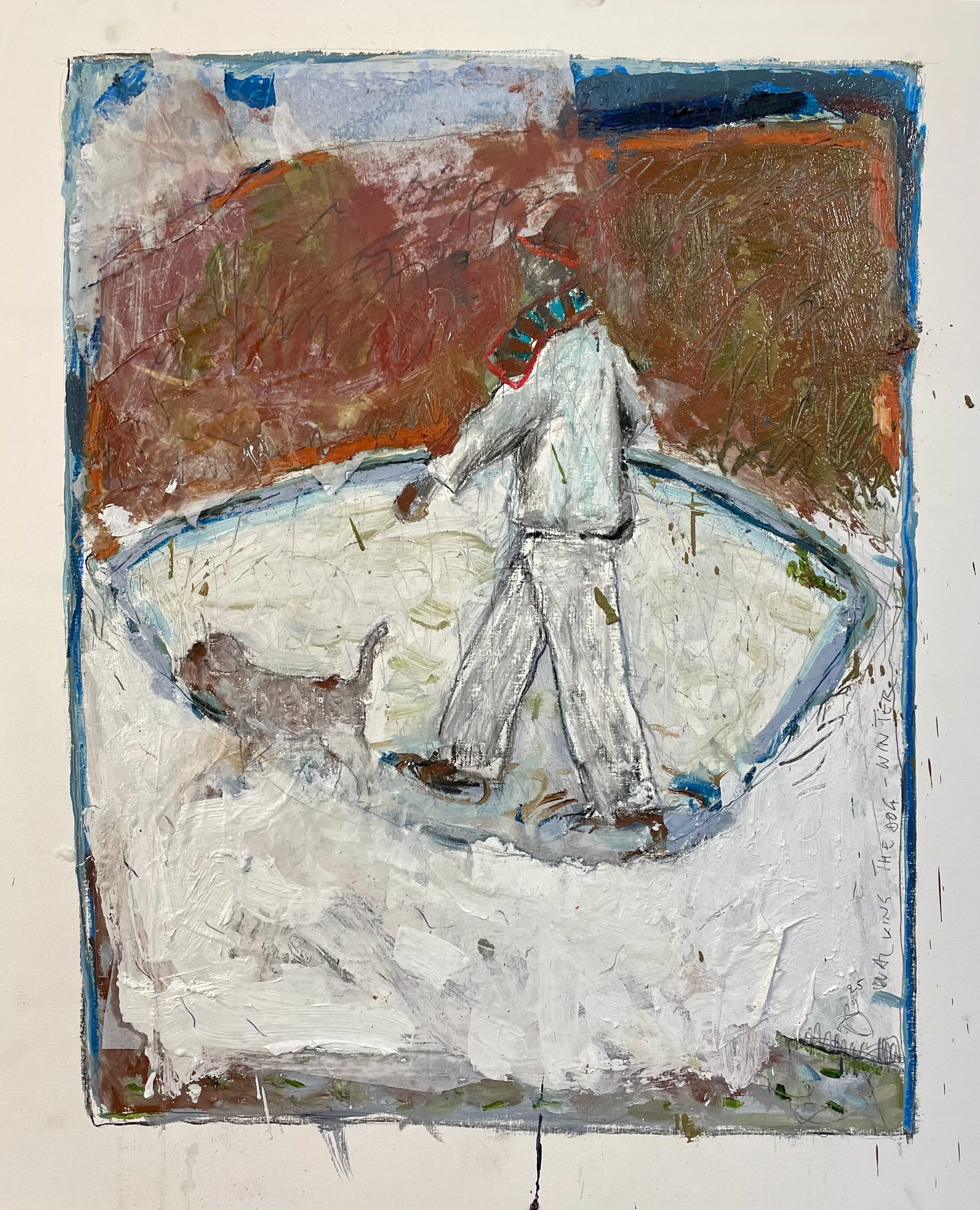 Morning walk Autumn -- Oil & mixed on canvas paper -- 70*50