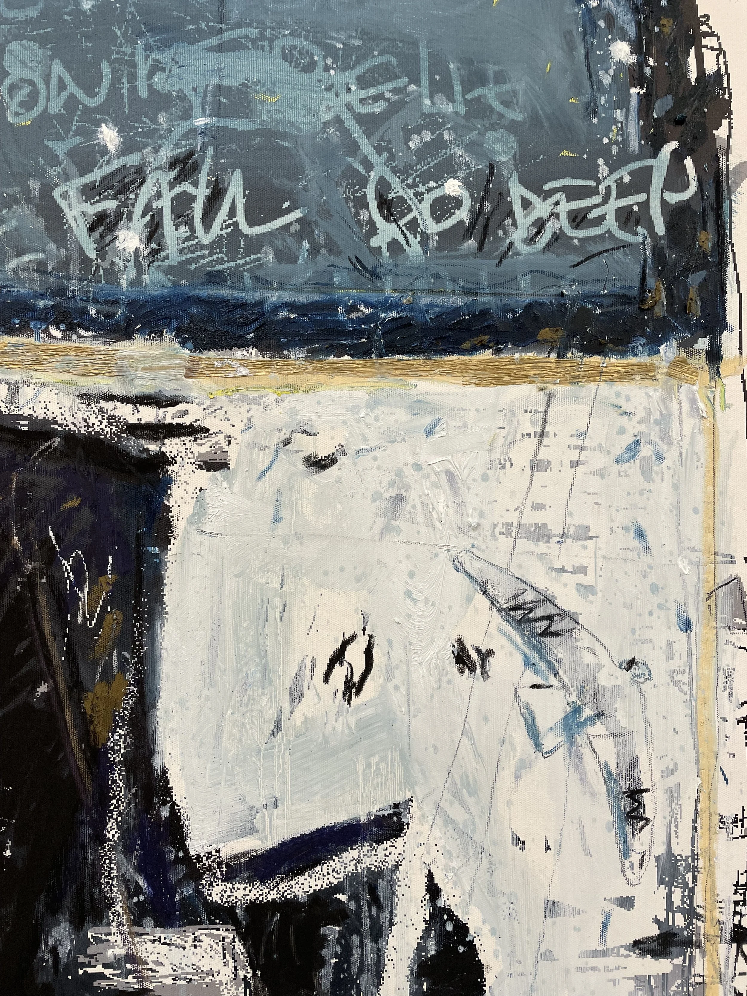 The heel of the boot (detail) -- Oil & mixed on canvas paper -- 85*45