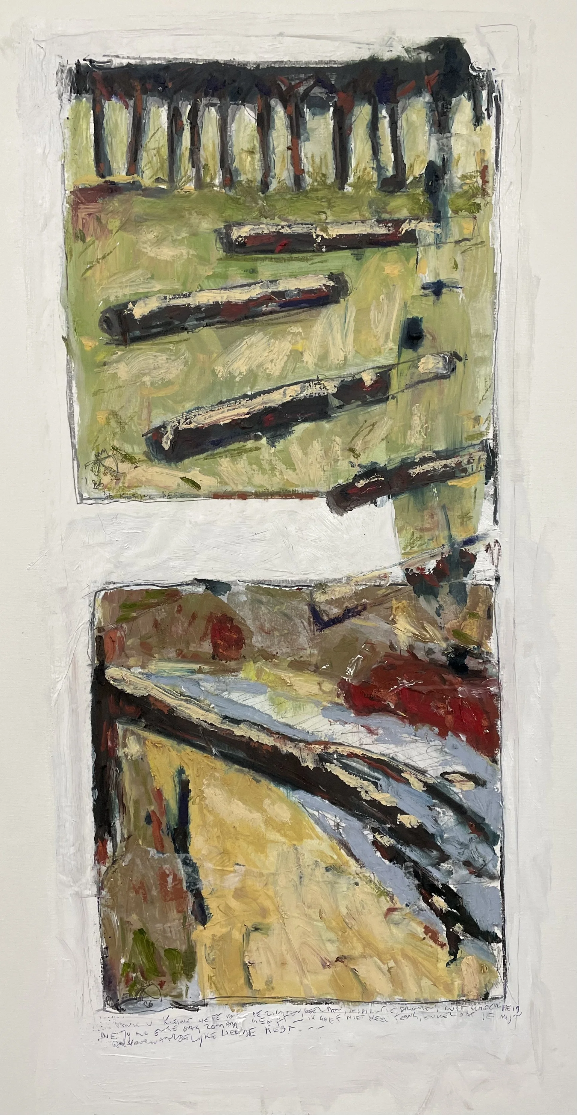 De kleine nete - 1 Oil & mixed on canvas paper -- 80*40
