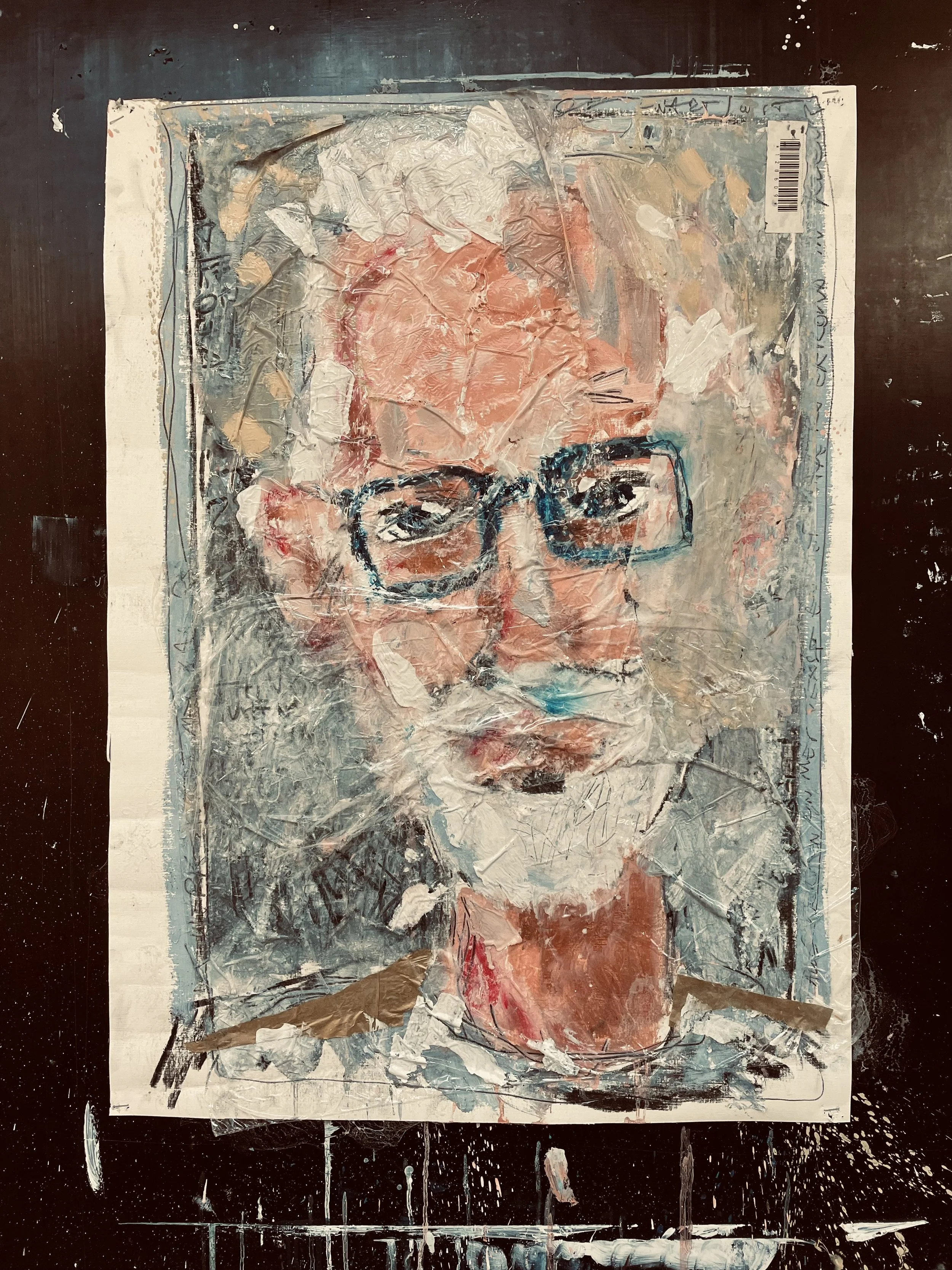 Just one of these days.... (self portrait) - Oil & mixed on paper, plastic wrapped