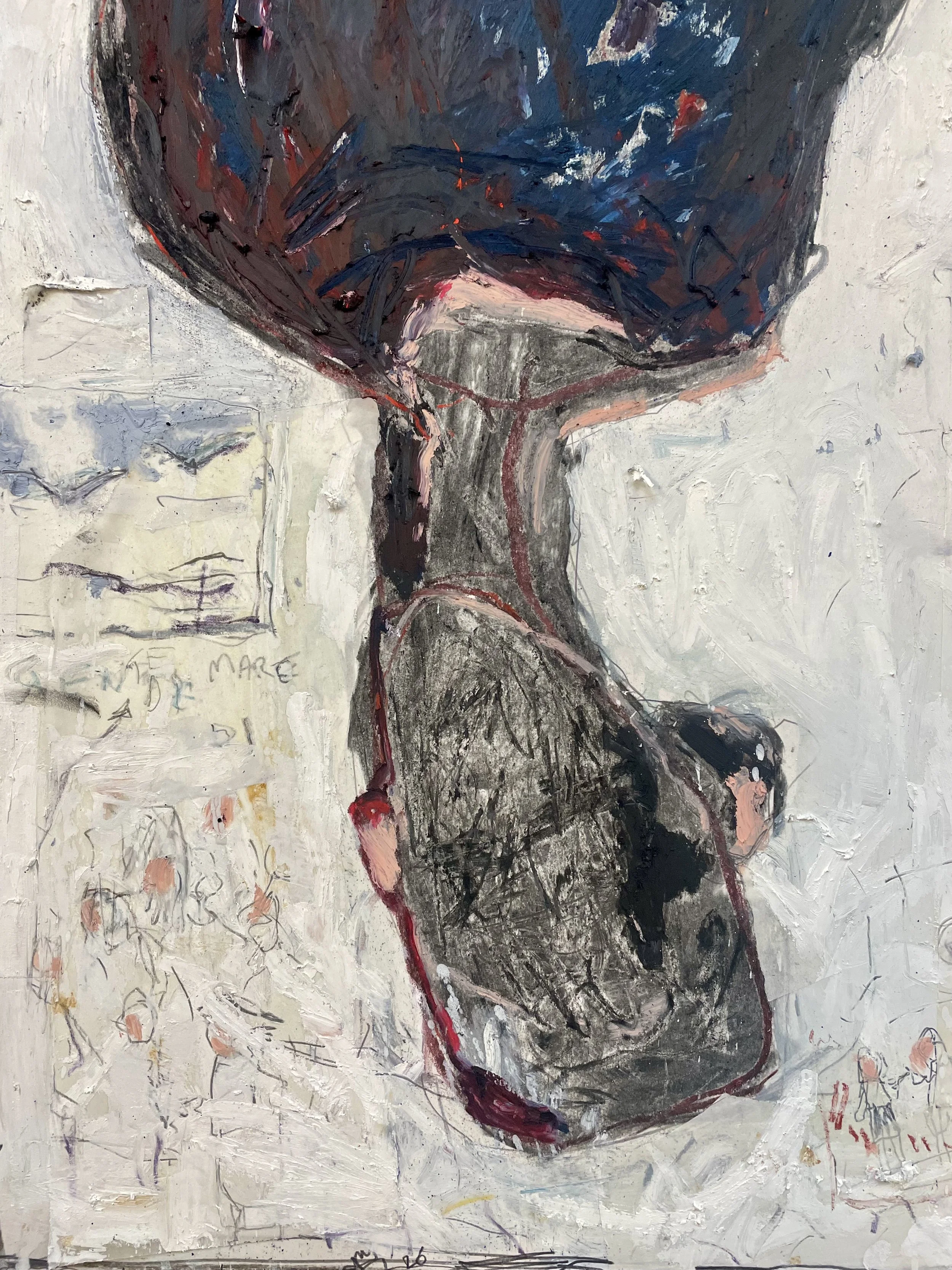 In her head (detail) -- oil & mixed on paper -- 70*50