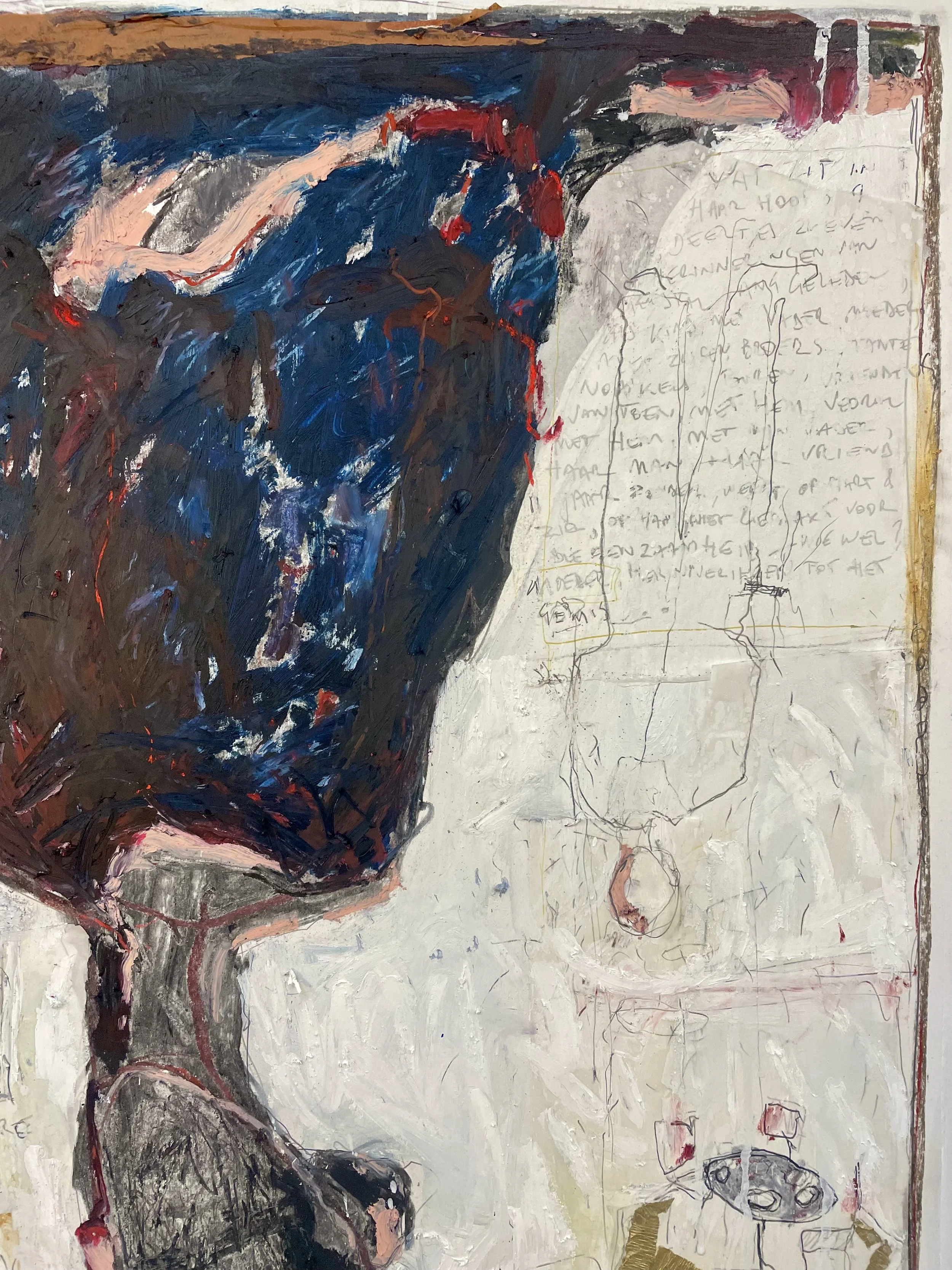 In her head (detail) -- oil & mixed on paper -- 70*50