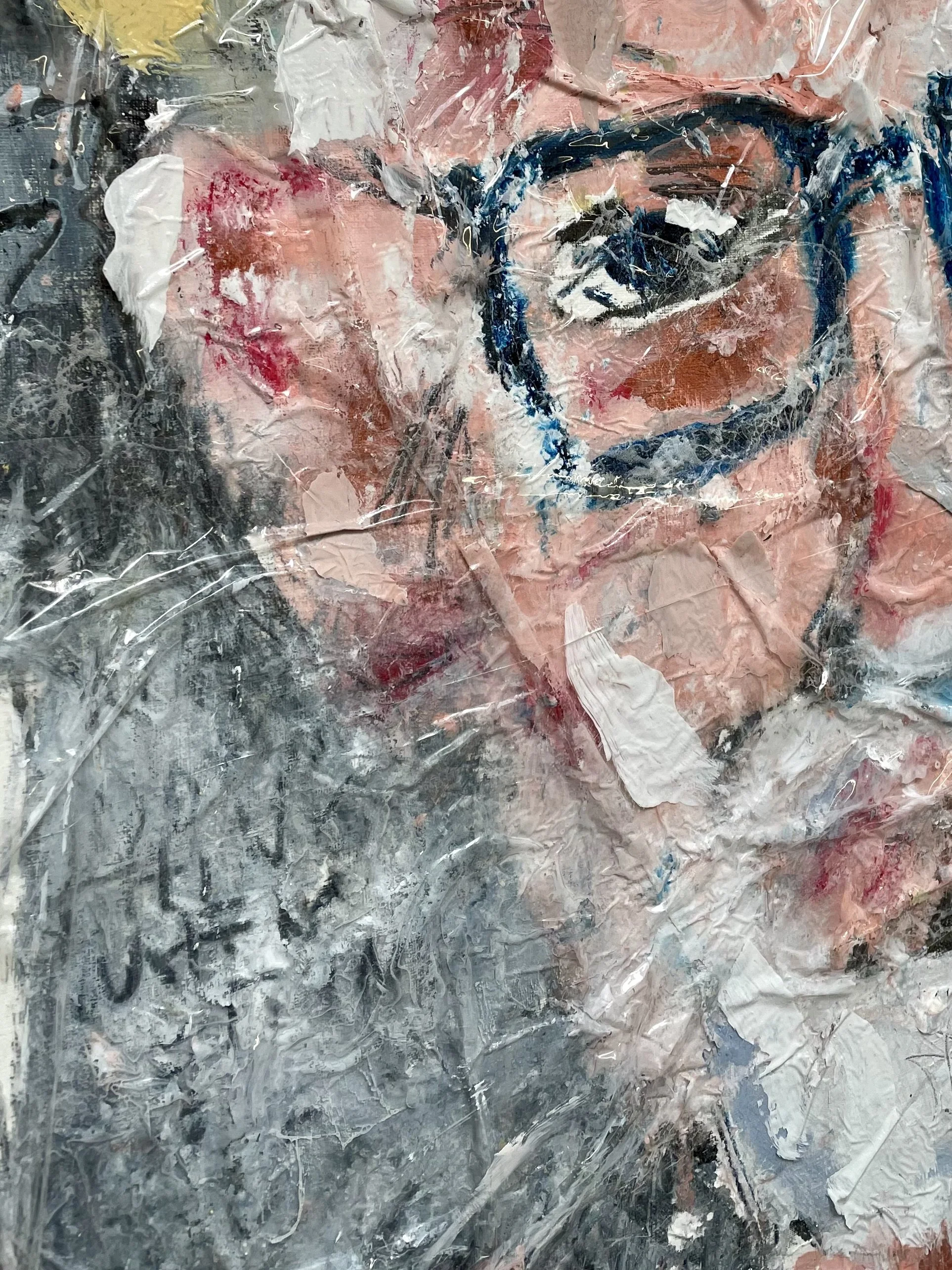 Just one of these days.... detail - Oil & mixed on paper, plastic wrapped