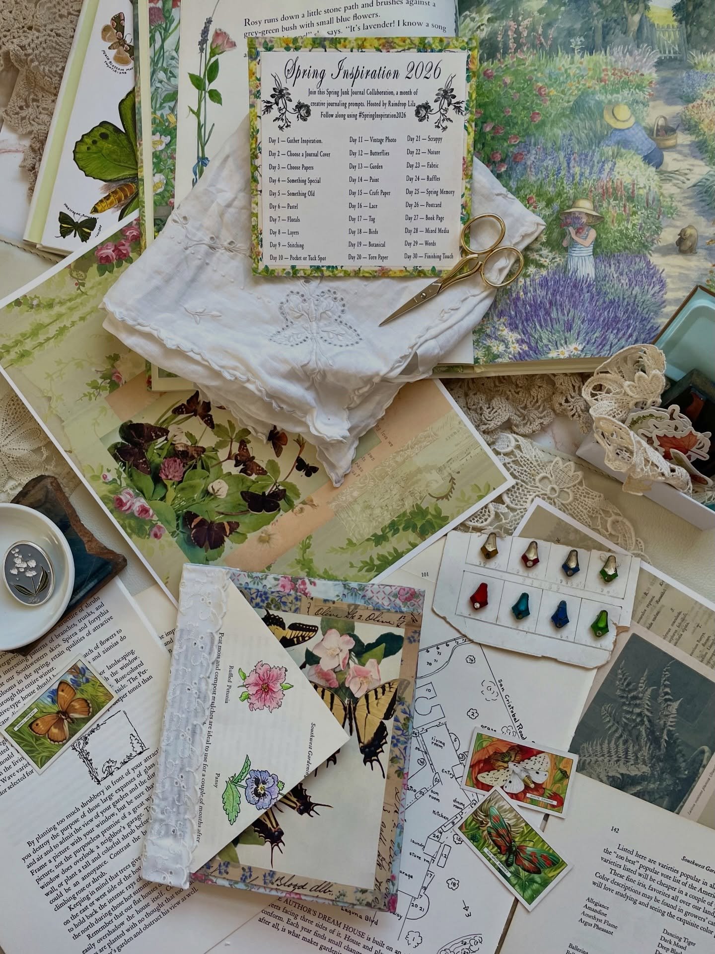 I&rsquo;m on Day 3 of @raindroplila&rsquo;s #SpringInspiration2026 prompts - picking out my papers for this month&rsquo;s project. I created this little junk journal last night from a mix of vintage book pages and my own printable designs that I crea