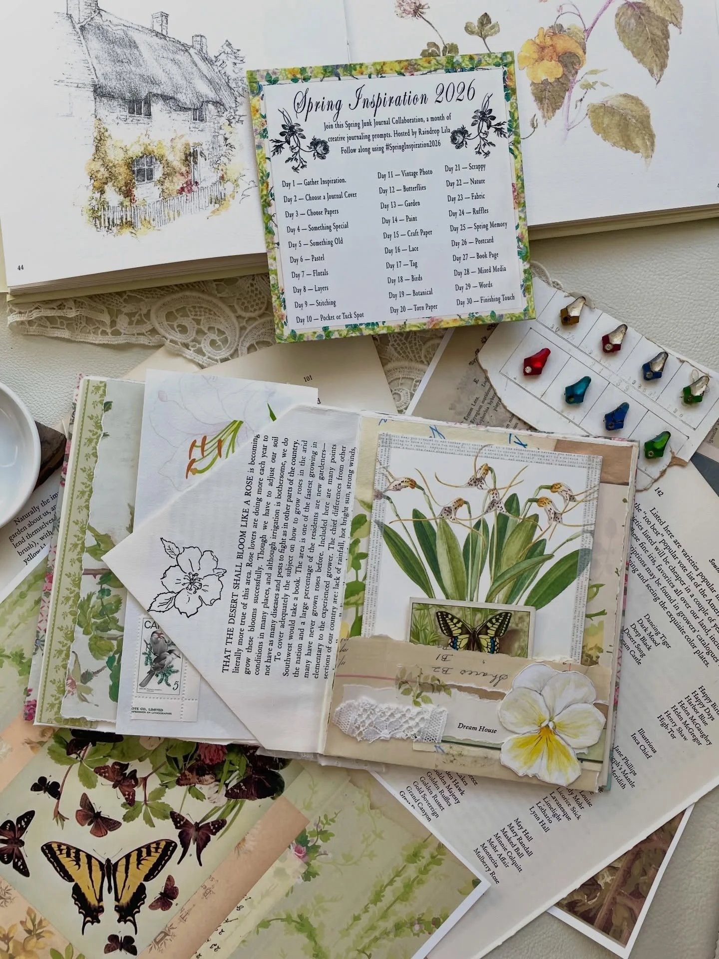 Day 4 of #SpringInspiration2026 - the prompt for today is &ldquo;Something Special.&rdquo; I created a spread in my journal with a tuck spot full of pretty paper bits and a folded paper pocket with a card inside that I made from a beautiful color pla