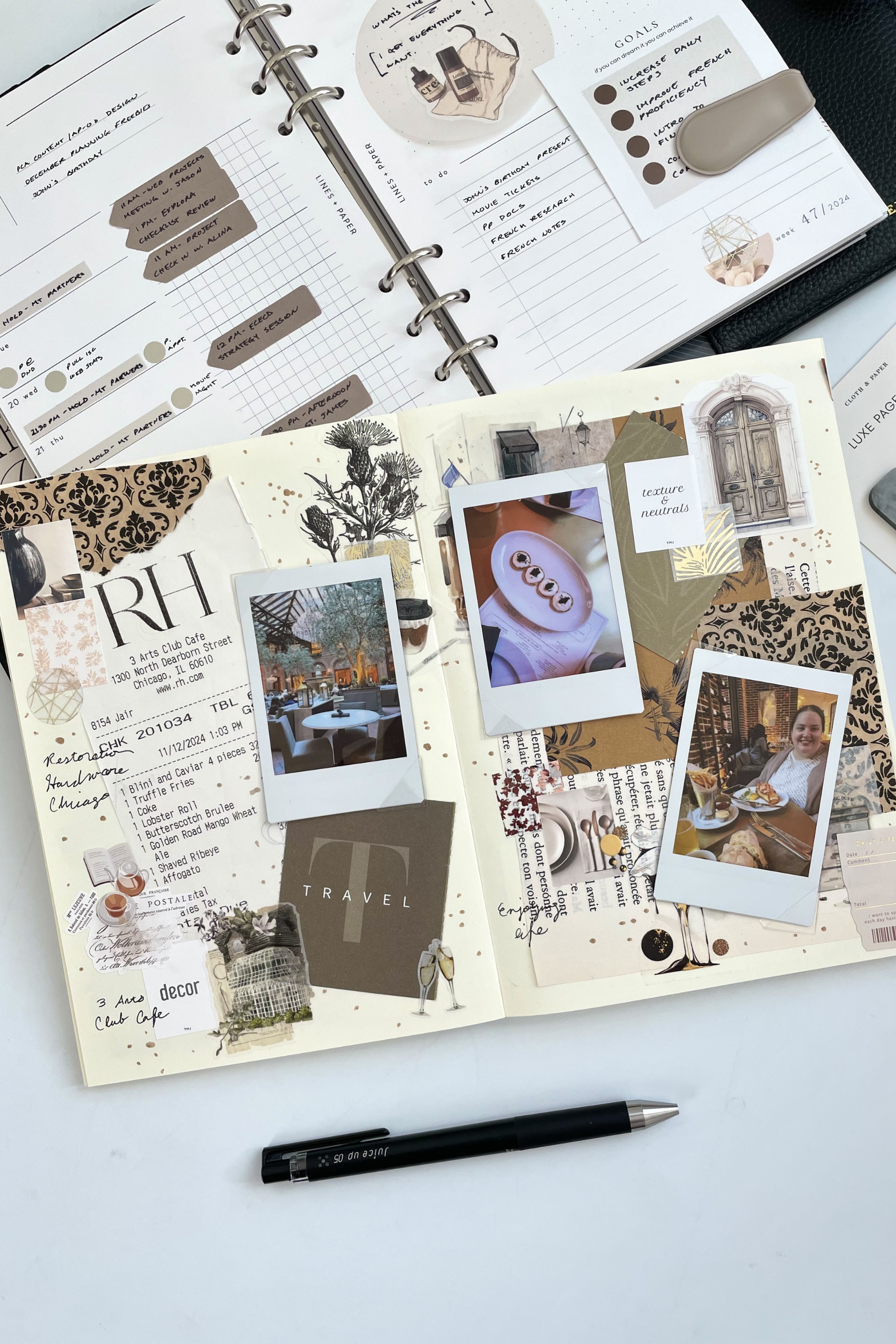 A memory keeping scrap journal spread of a trip to Chicago