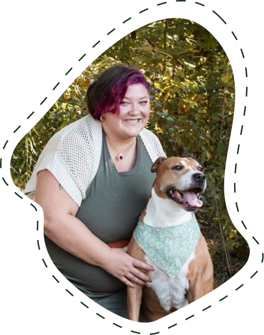 Stephanie Rehor, relational therapist in Illinois with her dog