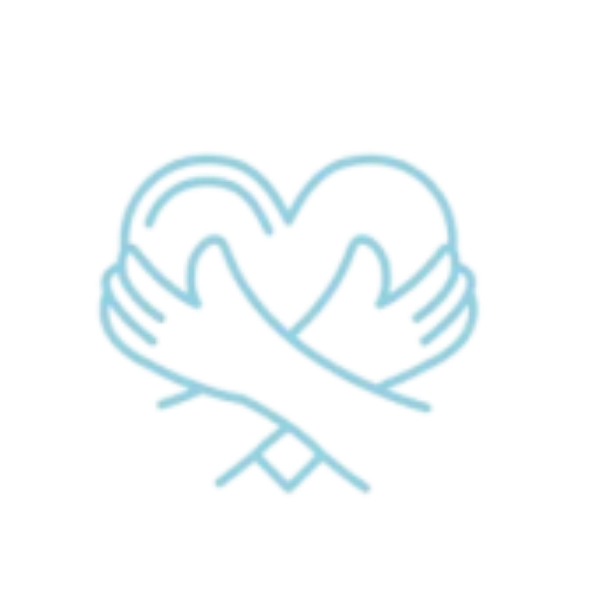 Two hands holding a heart with a rainbow pattern.