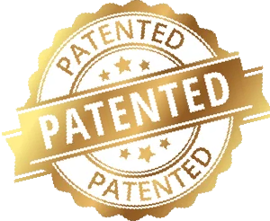 Gold and white patented badge emblem with multiple stars and a ribbon banner.