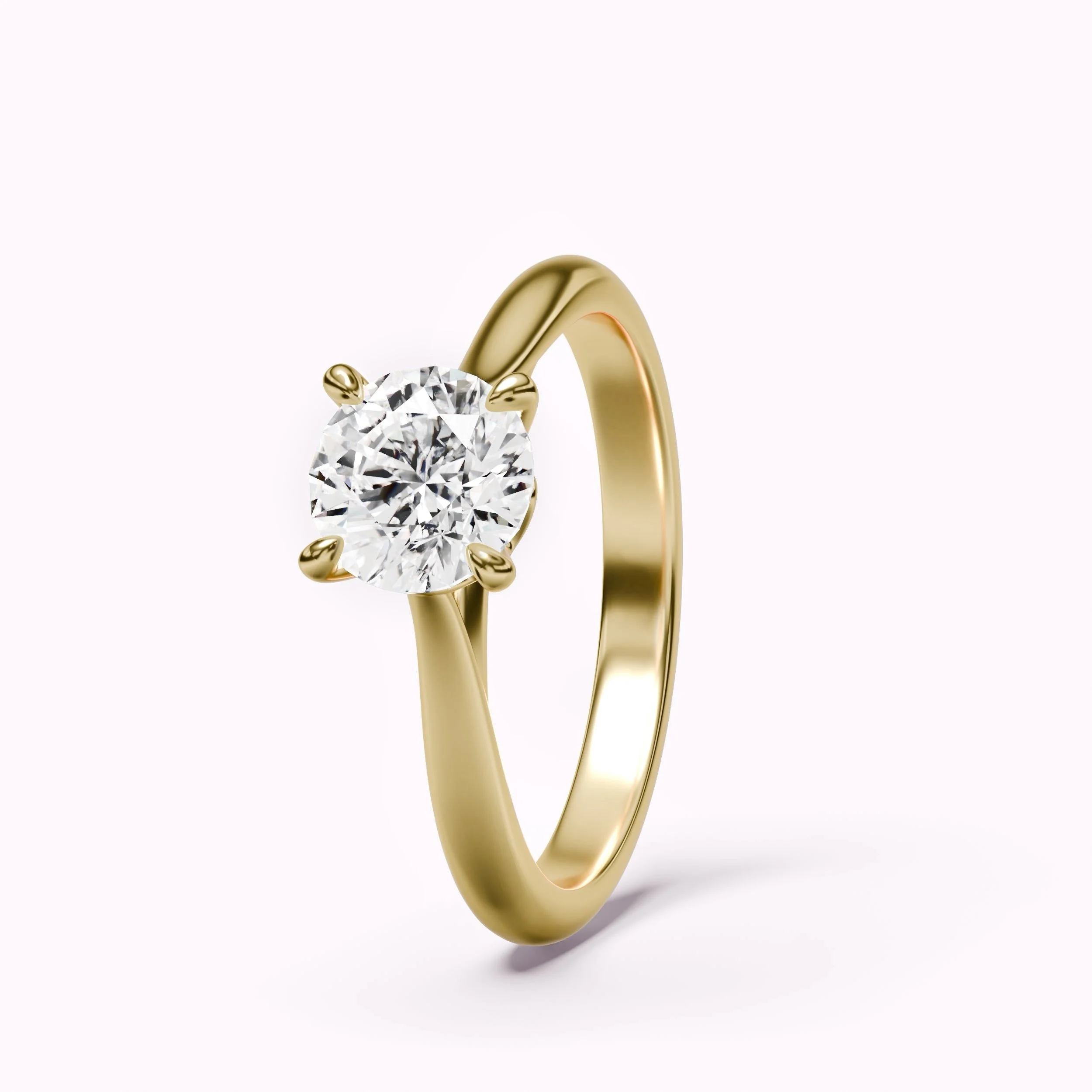 Tulip designed round diamond ring in yellow gold