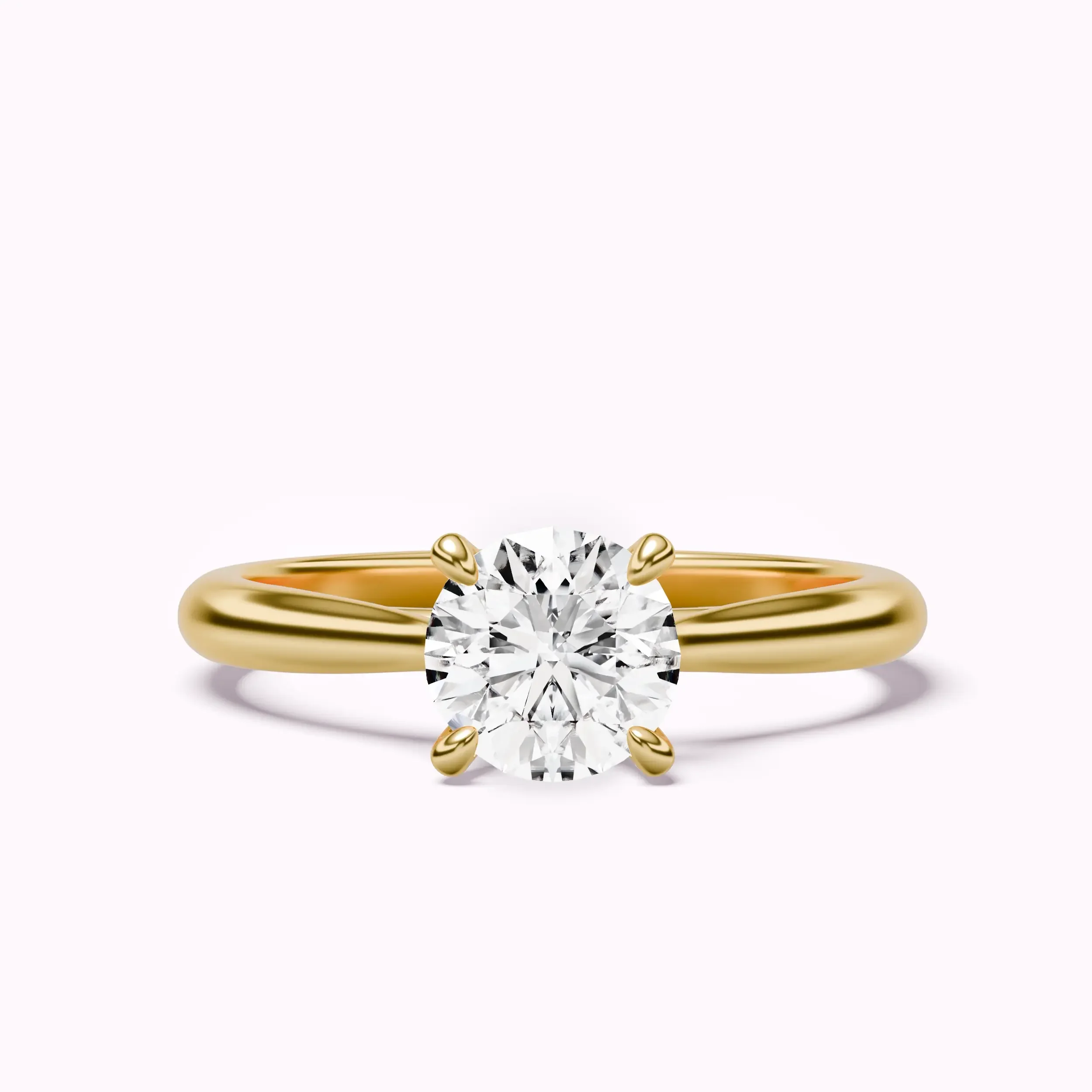 Tulip designed round diamond ring in yellow gold