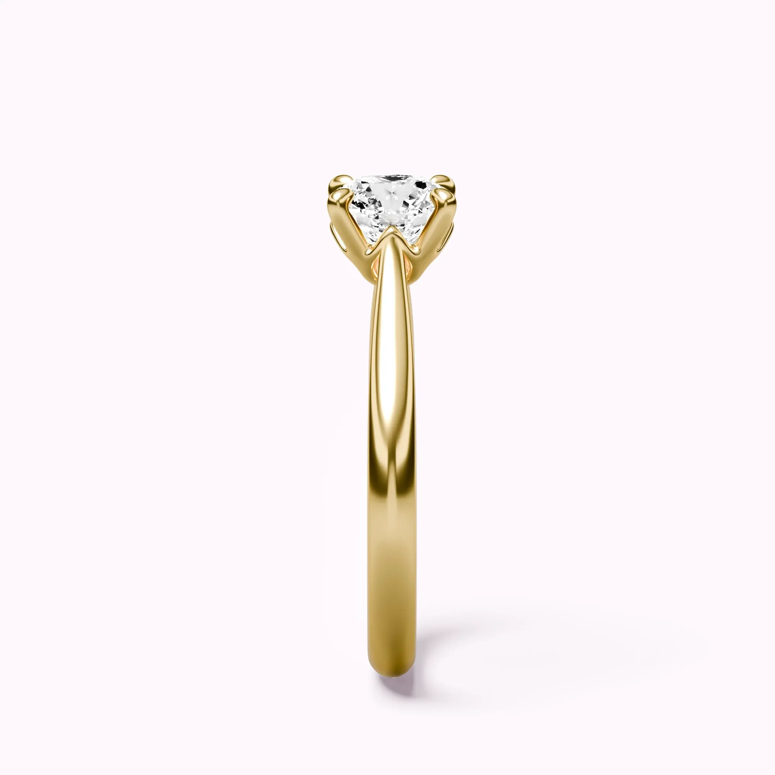 Tulip designed round diamond ring in yellow gold