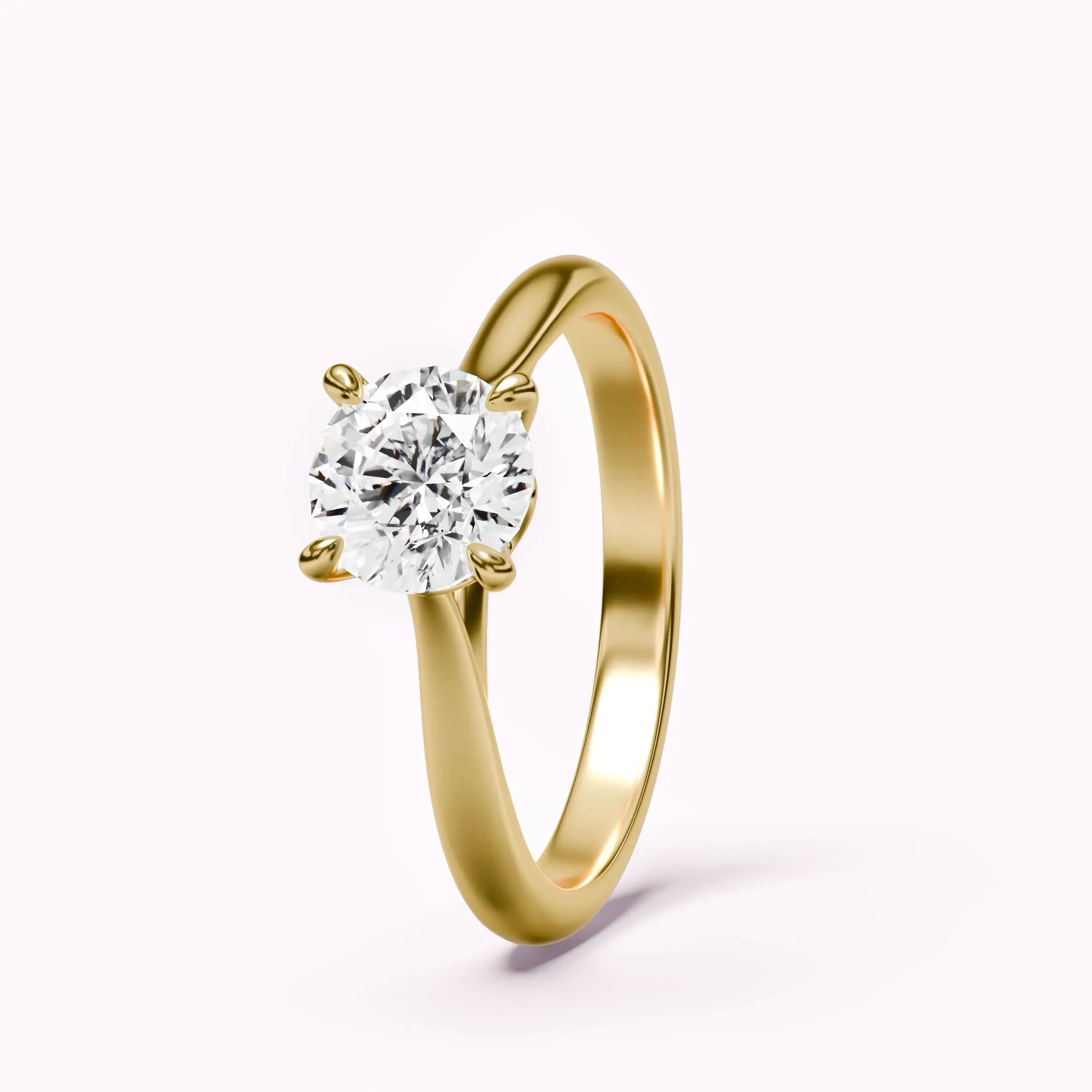 Tulip designed round diamond ring in yellow gold