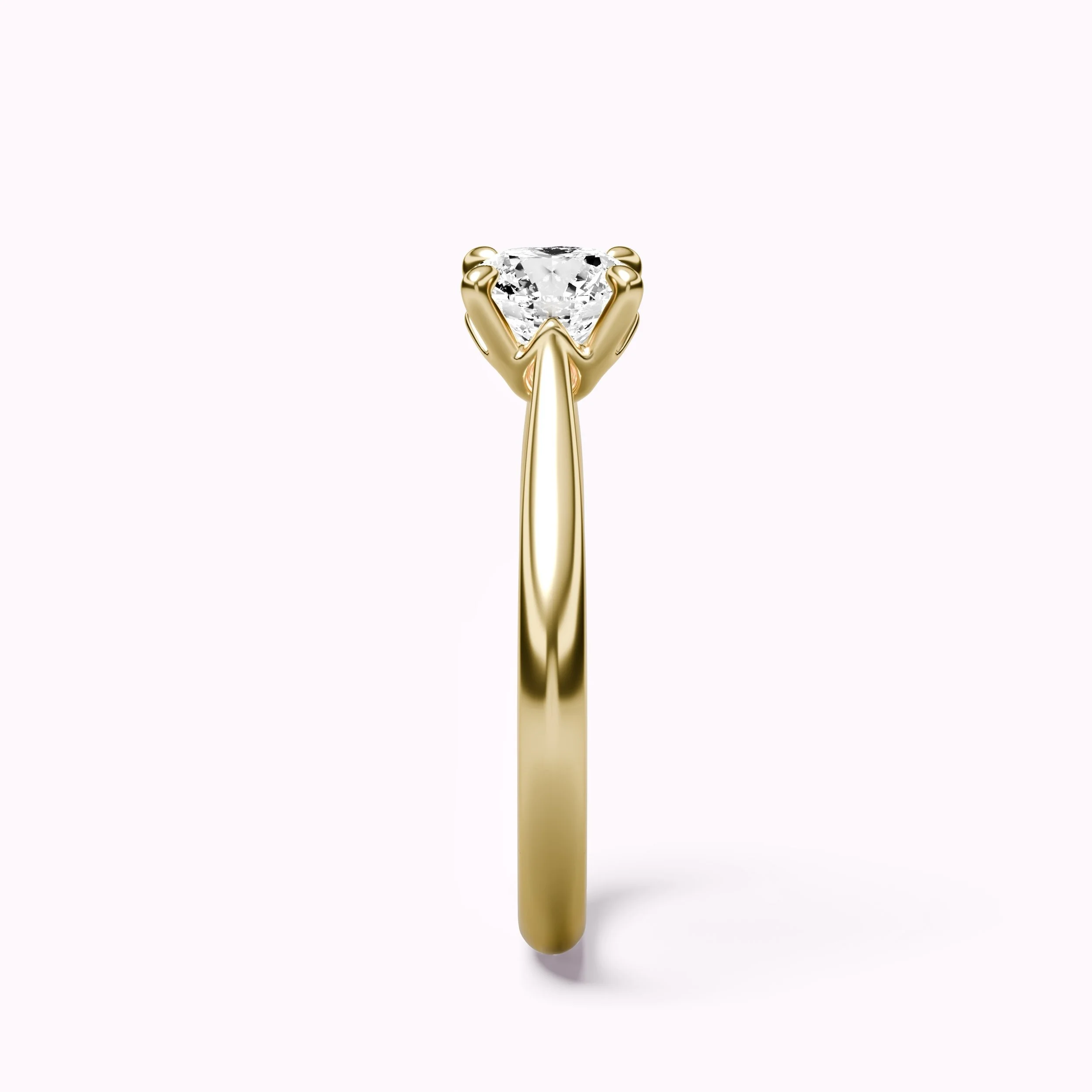 Tulip designed round diamond ring in yellow gold