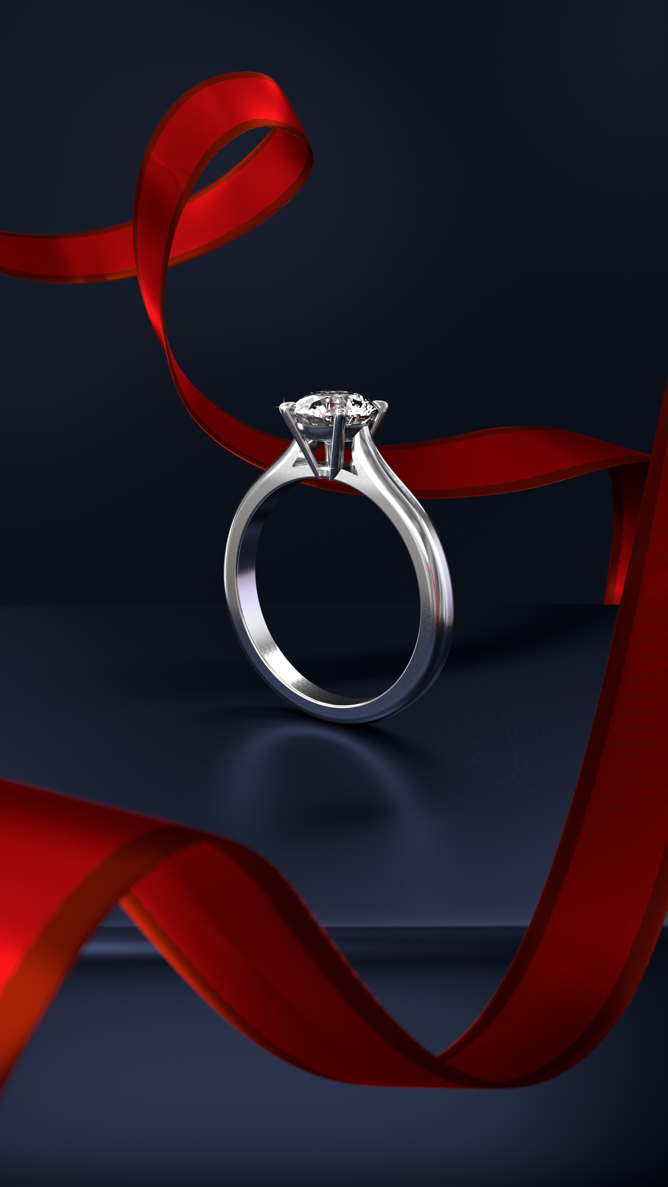 Traditional white gold diamond engagement ring.