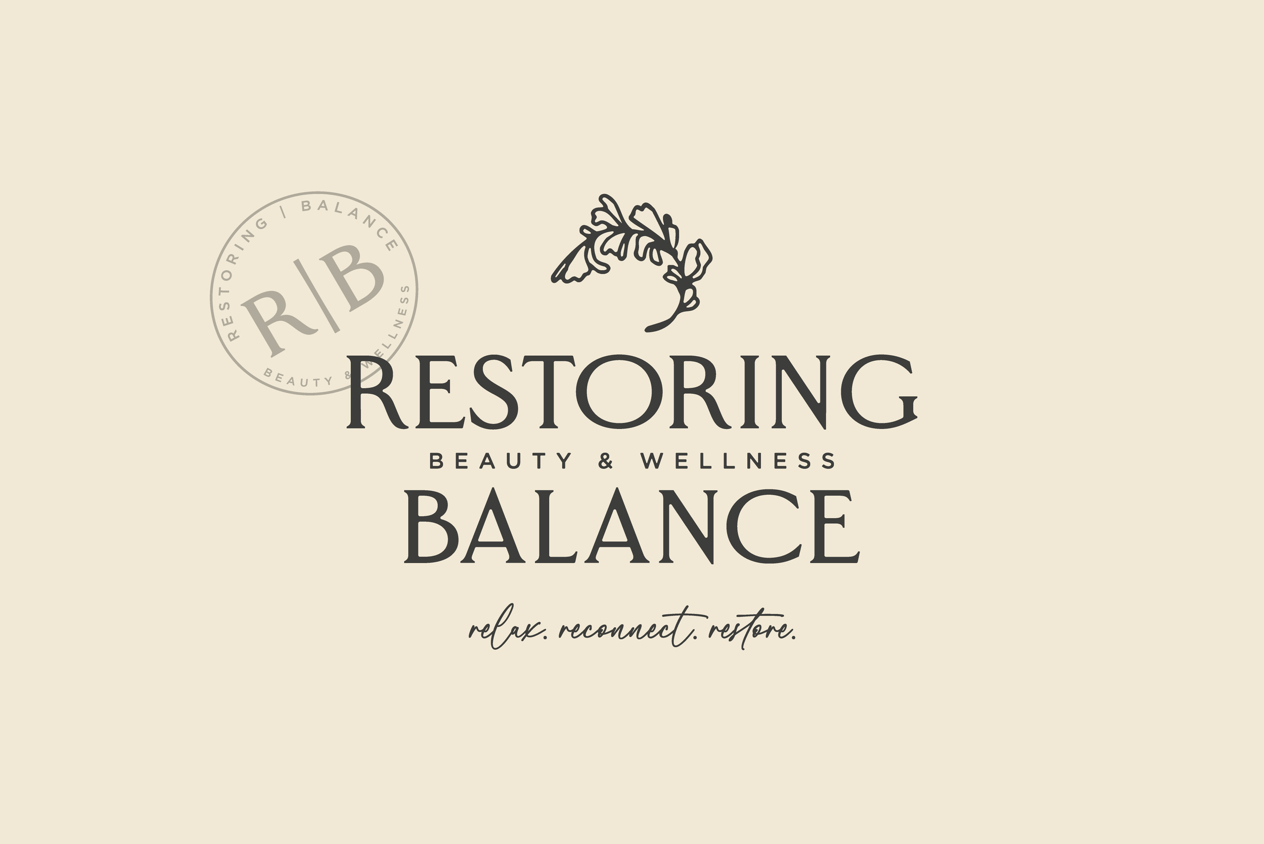 Main logo design for Restoring Balance, presented against a pale background.