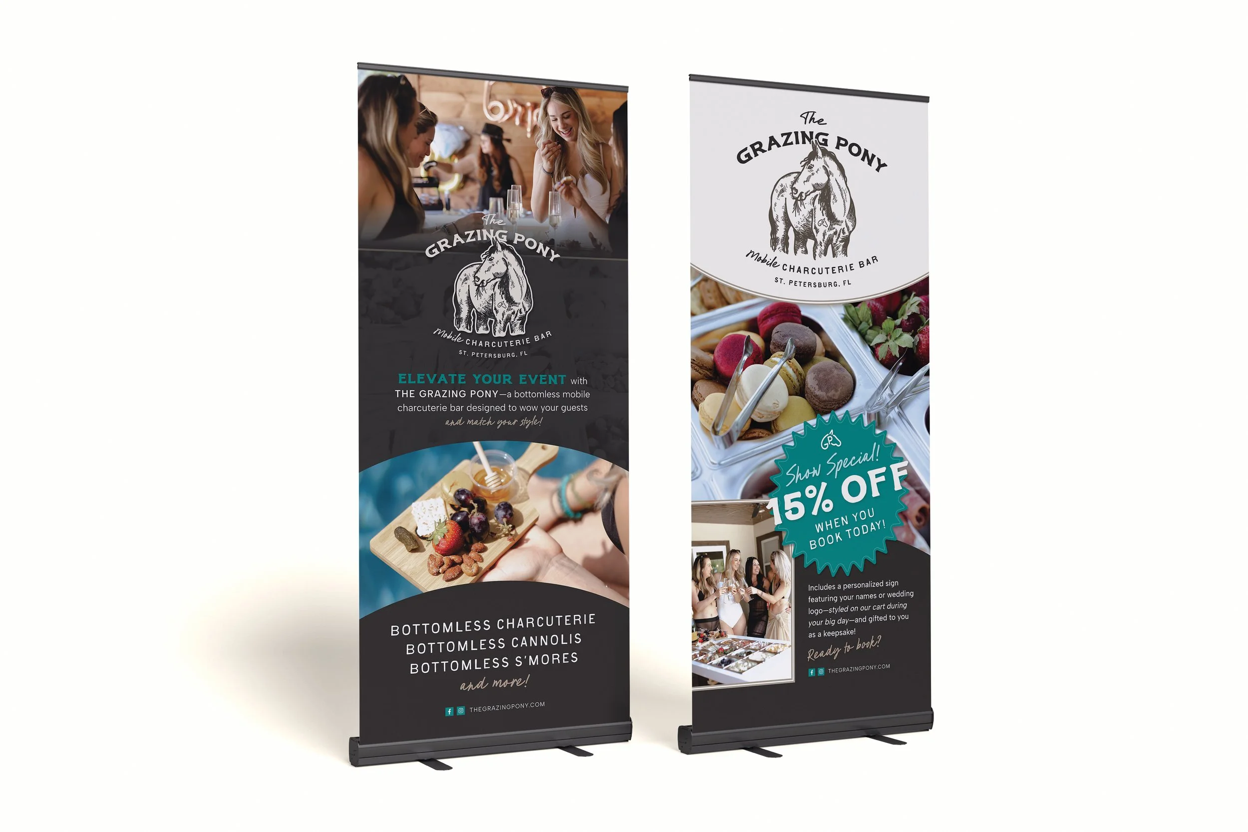 Popup banner design for The Grazing Pony.