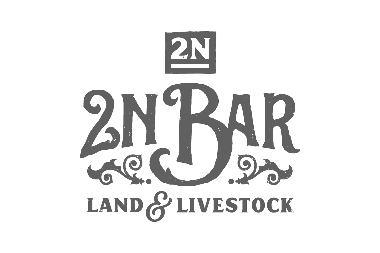 Logo for 2N Bar Land & Livestock with stylized text and decorative elements.