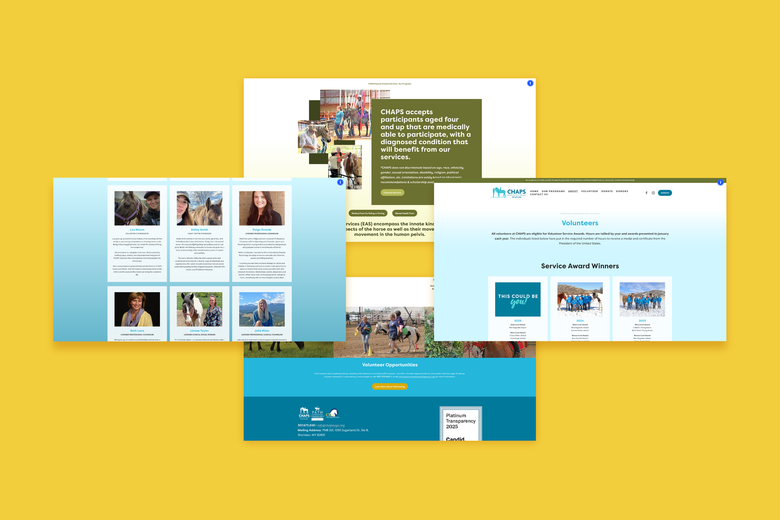 CHAPS Equine Assisted Services Squarespace website design mockup.