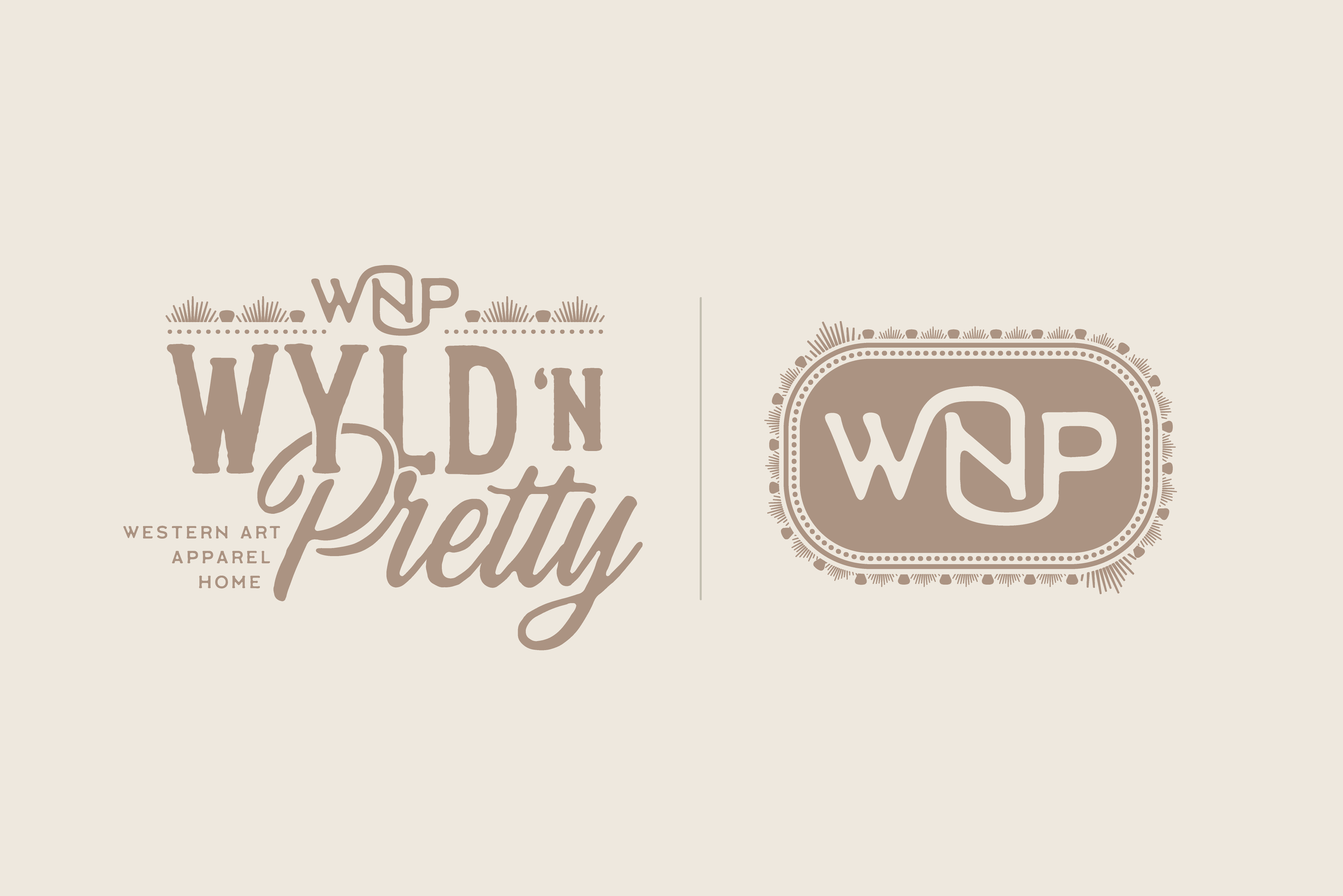 Wyld 'n Pretty logo versions on light background.