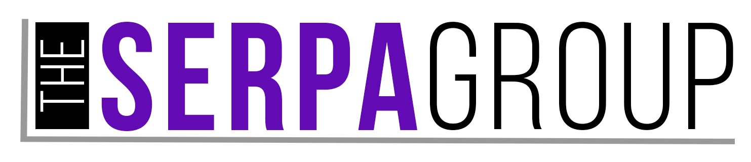 The logo of the Serp Group featuring the words 'The Serp Group' in purple and black text on a white background.