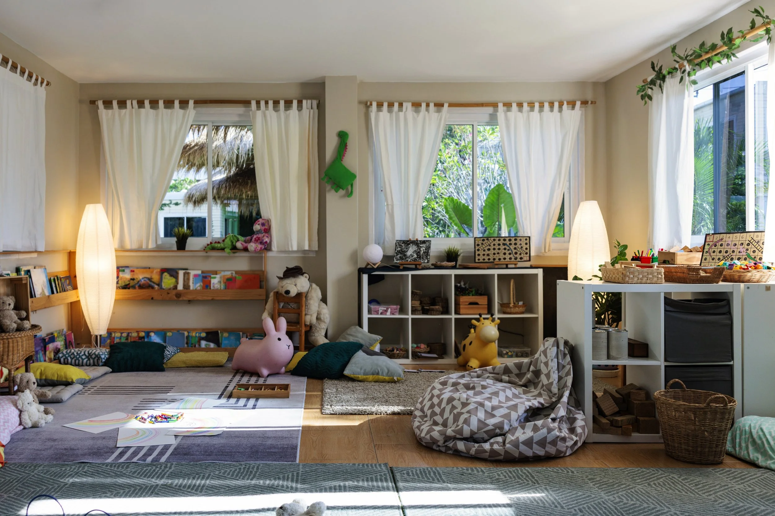 An interior shot of a playroom in a daycare