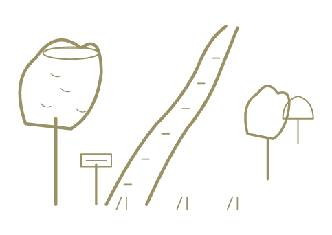 Icon representing integrated trails and gathering spaces