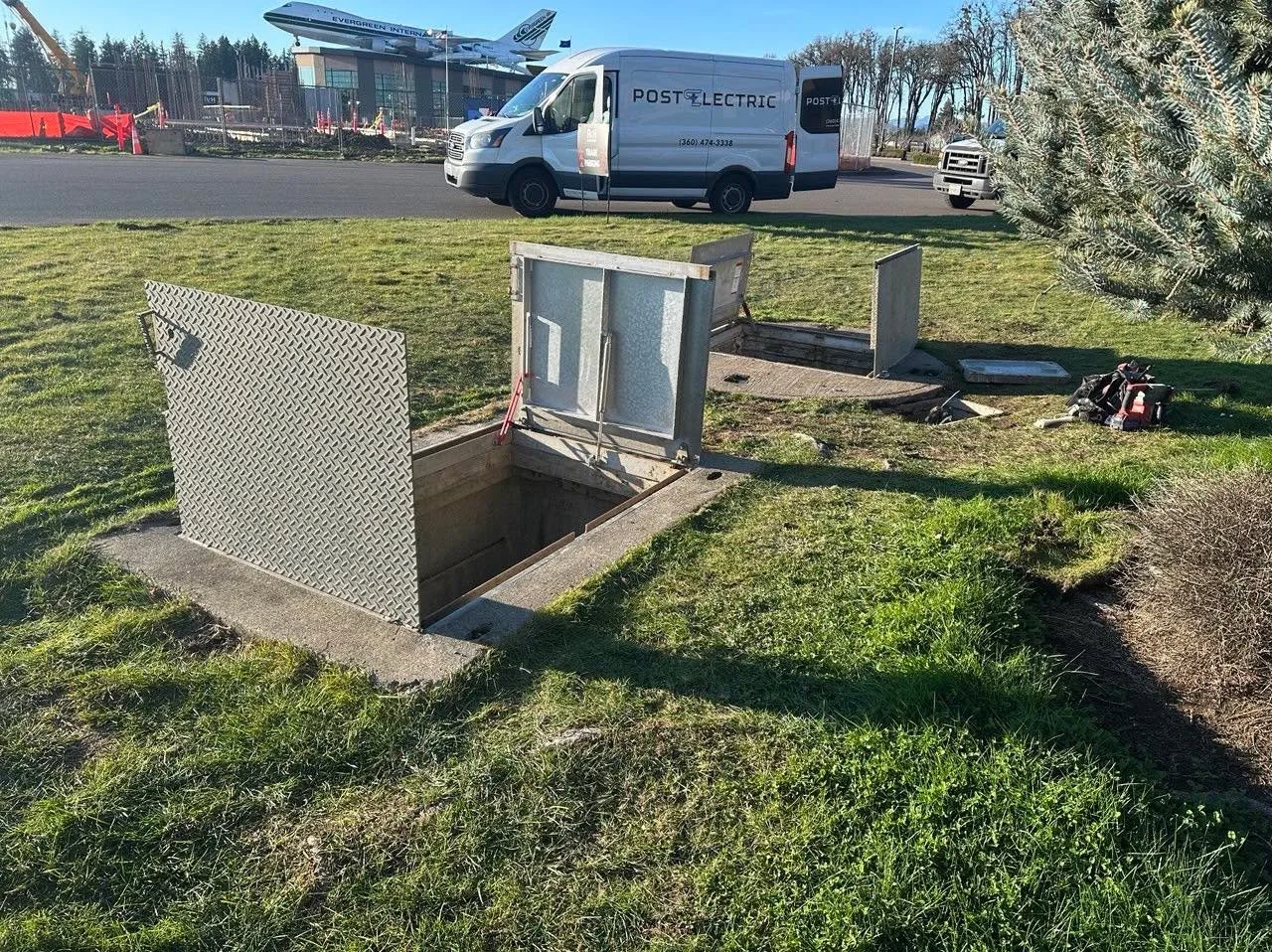 Keeping history working as needed. Proud to do electrical work at the Evergreen Aviation &amp; Space Museum&mdash;making sure even the septic system stays powered ⚡️✈️ Post Electric installed their new septic system lift pumps and pump controller. If