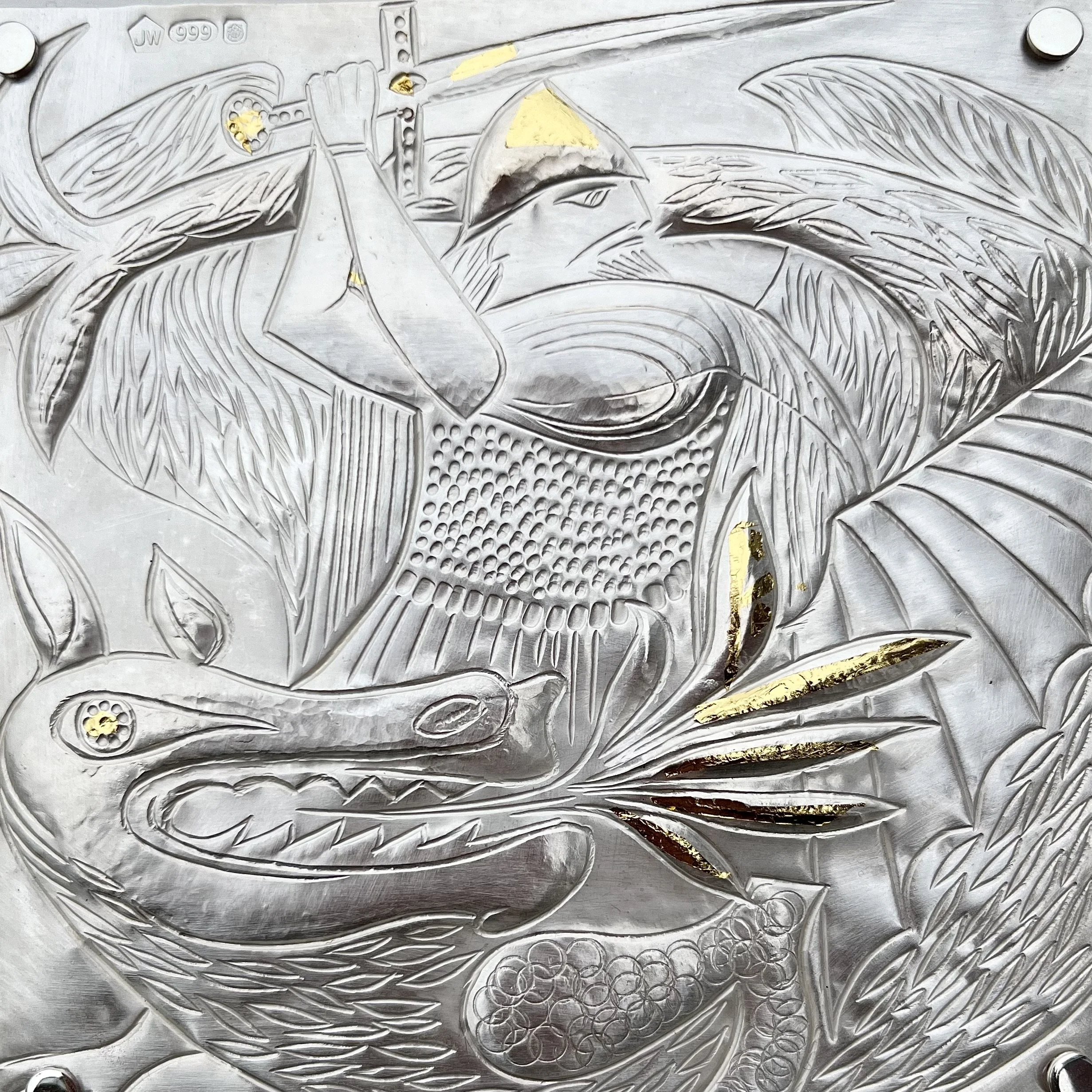 Jacqueline Warrington.+Detail+of+silver+panel+depicting+Michael+and+the+dragon.jpeg