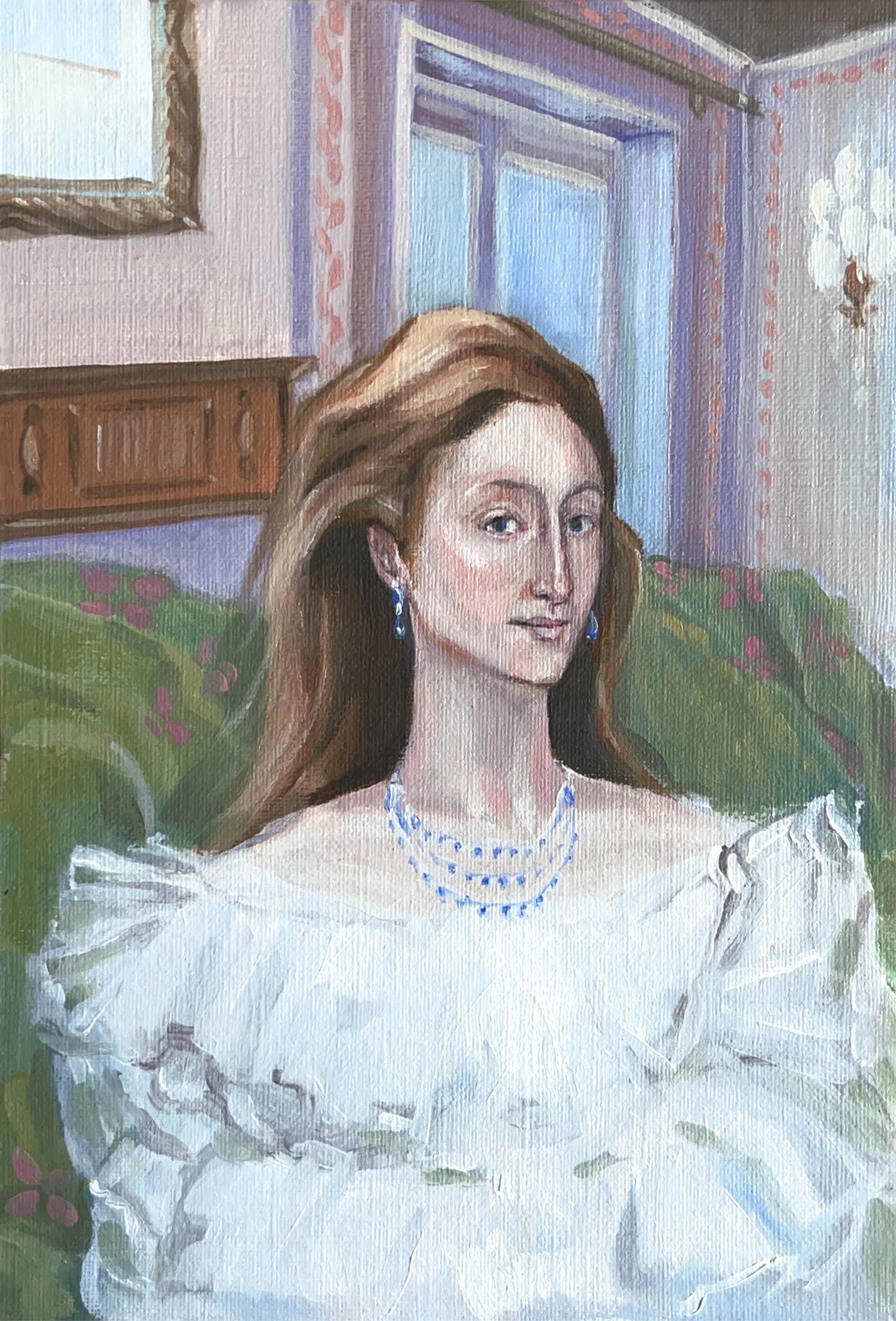 "Madame Y"
Oil on paper, September 2026

18×15 cm