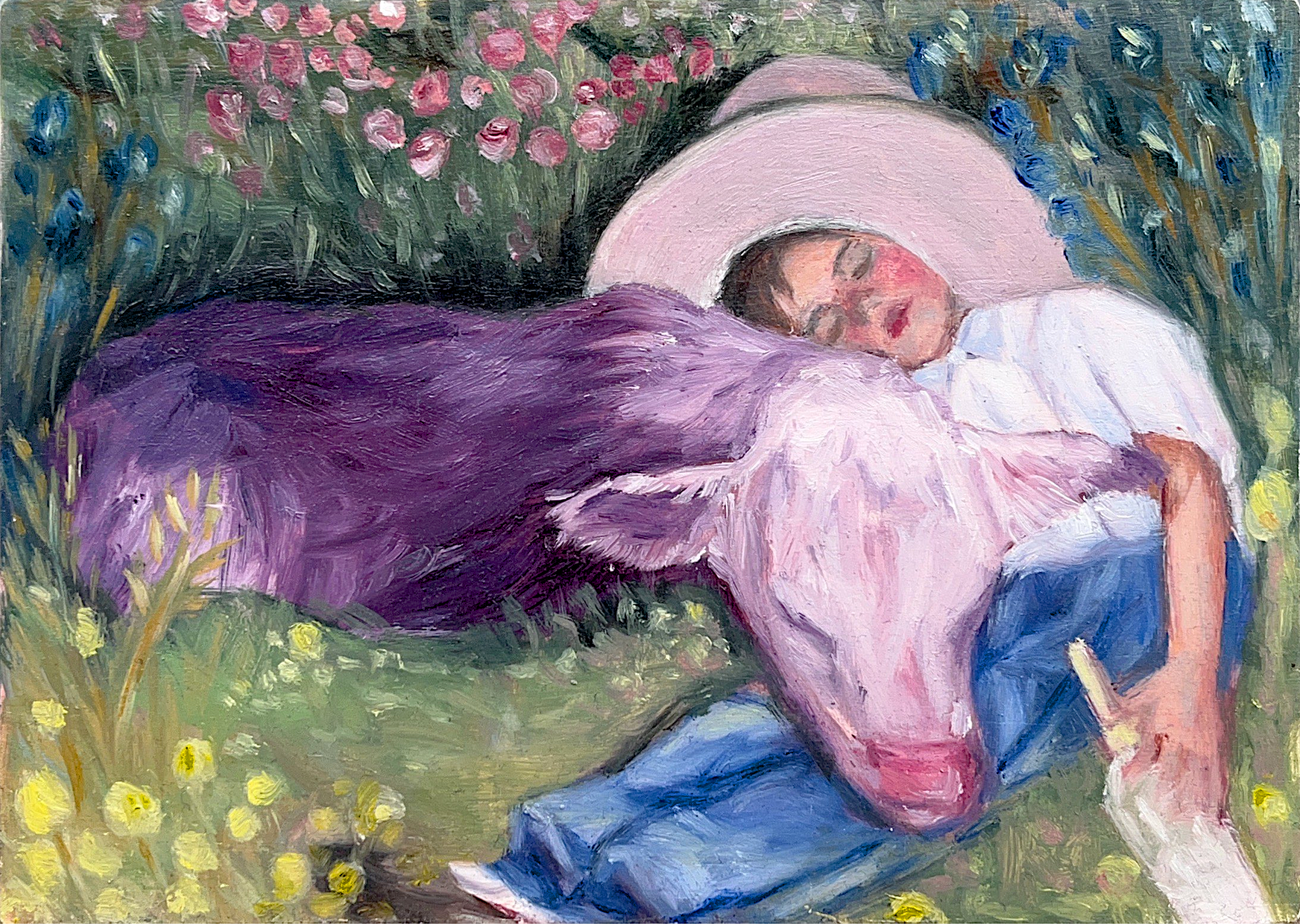 "MILK DRUNK"
Oil on wood, October 2025

 14.8×21 cm