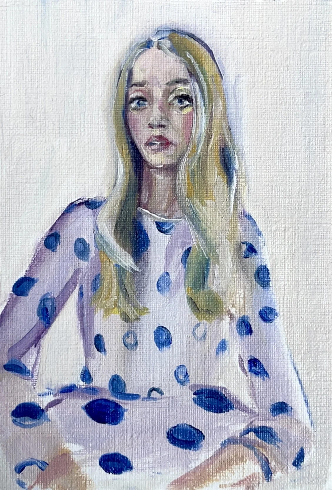 "DOT(ING) GIRL"
Oil on paper, September 2026

 10×15 cm