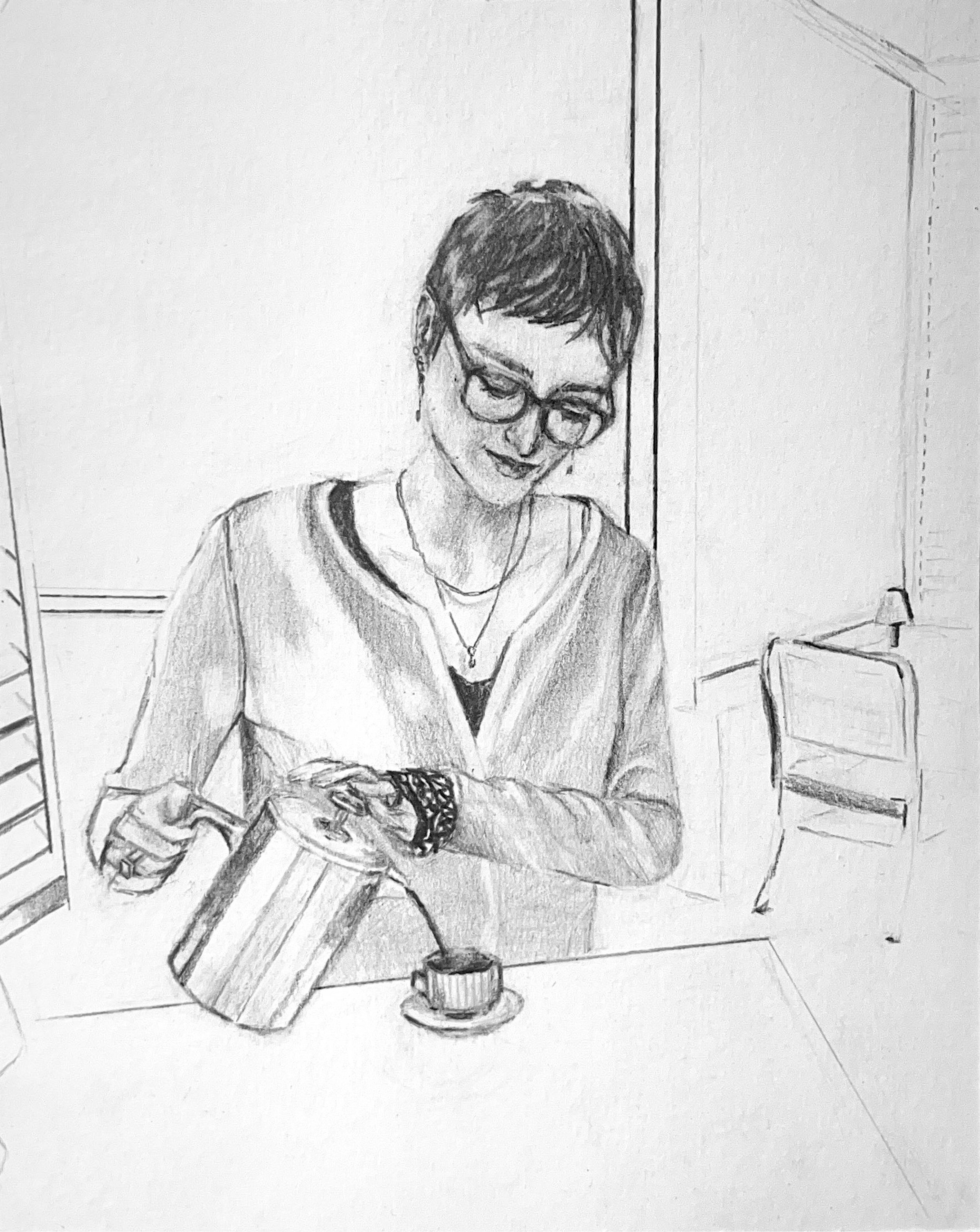 Self-portrait
Pencil on paper, August 2026